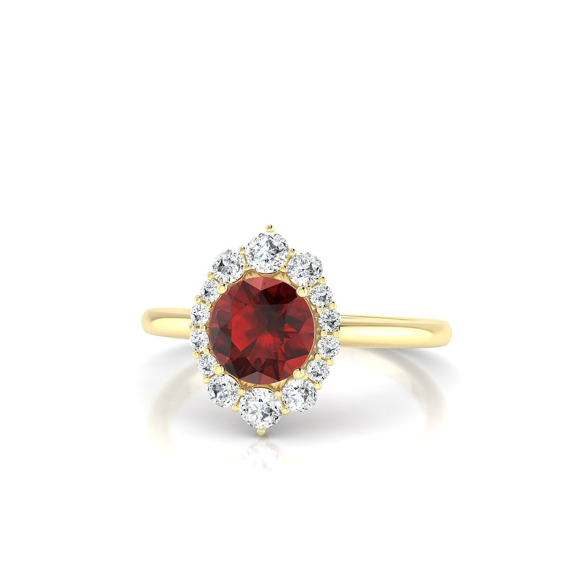 Romance | 18k Yellow Gold 6 mm Round Garnet Ring