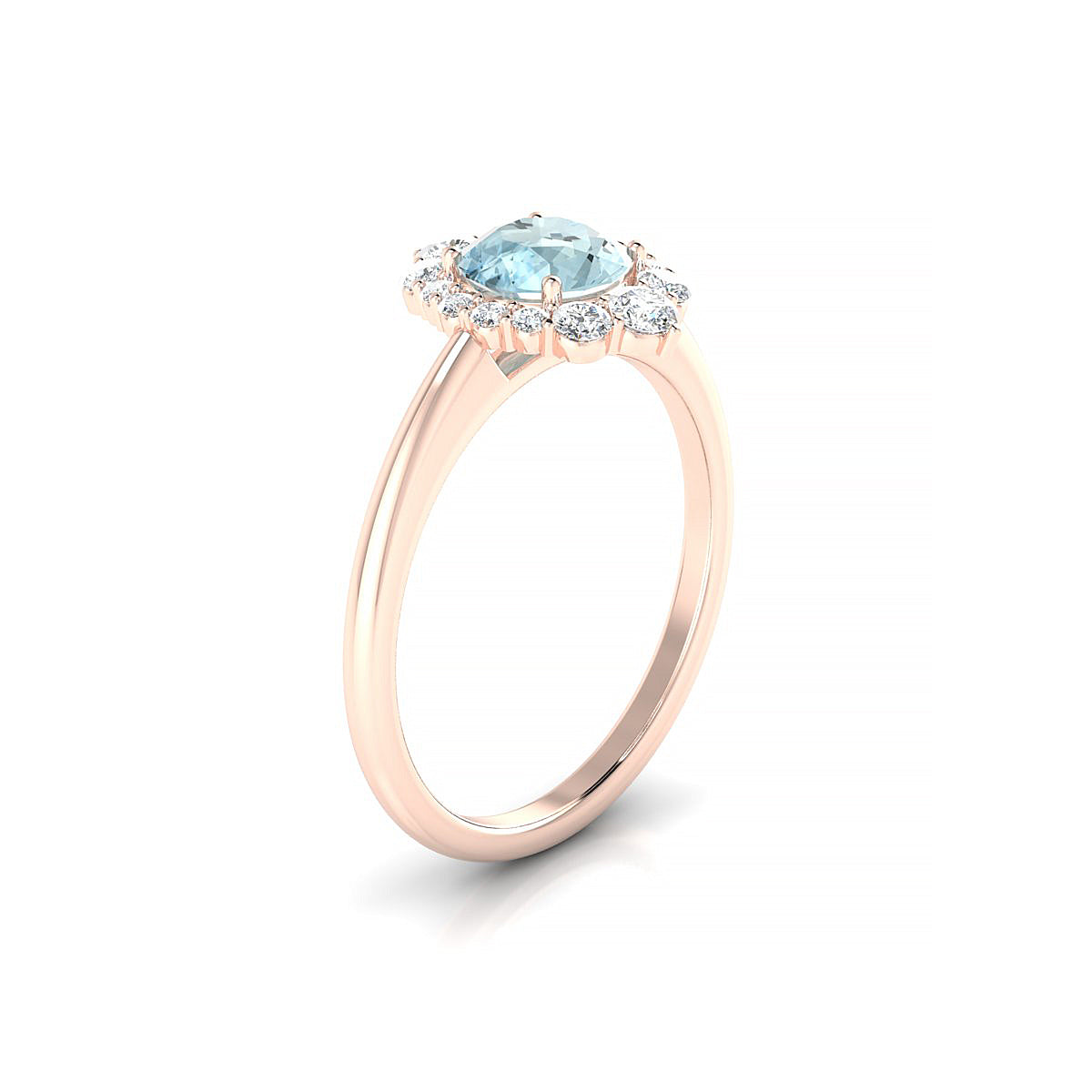 Romance | 18k Rose Gold 6 mm Round Aquamarine Ring