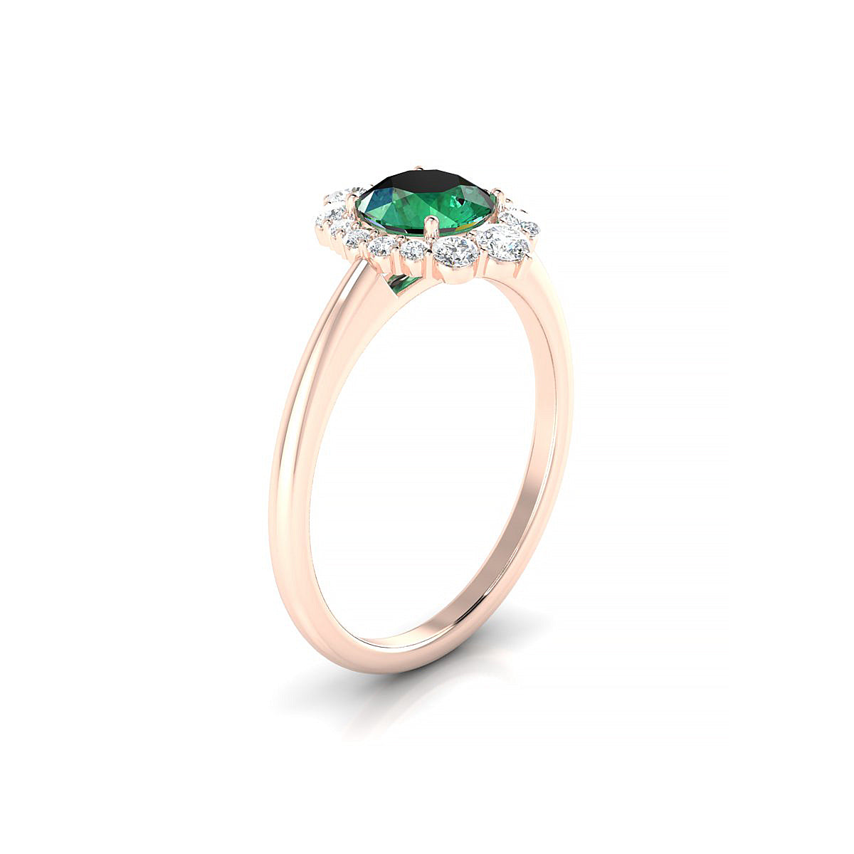 Romance | 18k Rose Gold 6 mm Round Emerald Ring