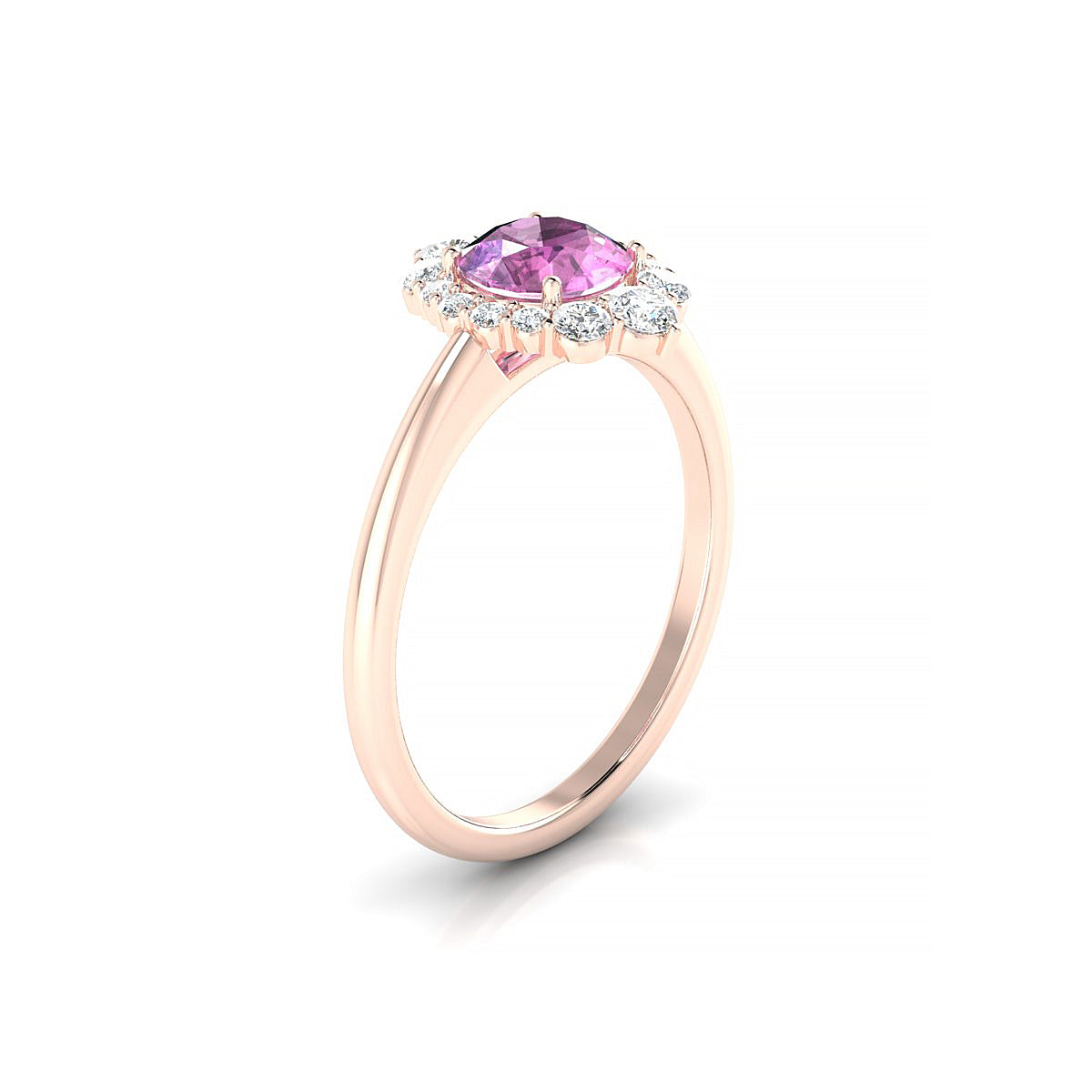 Romance | 18k Rose Gold 6 mm Round Pink Sapphire Ring