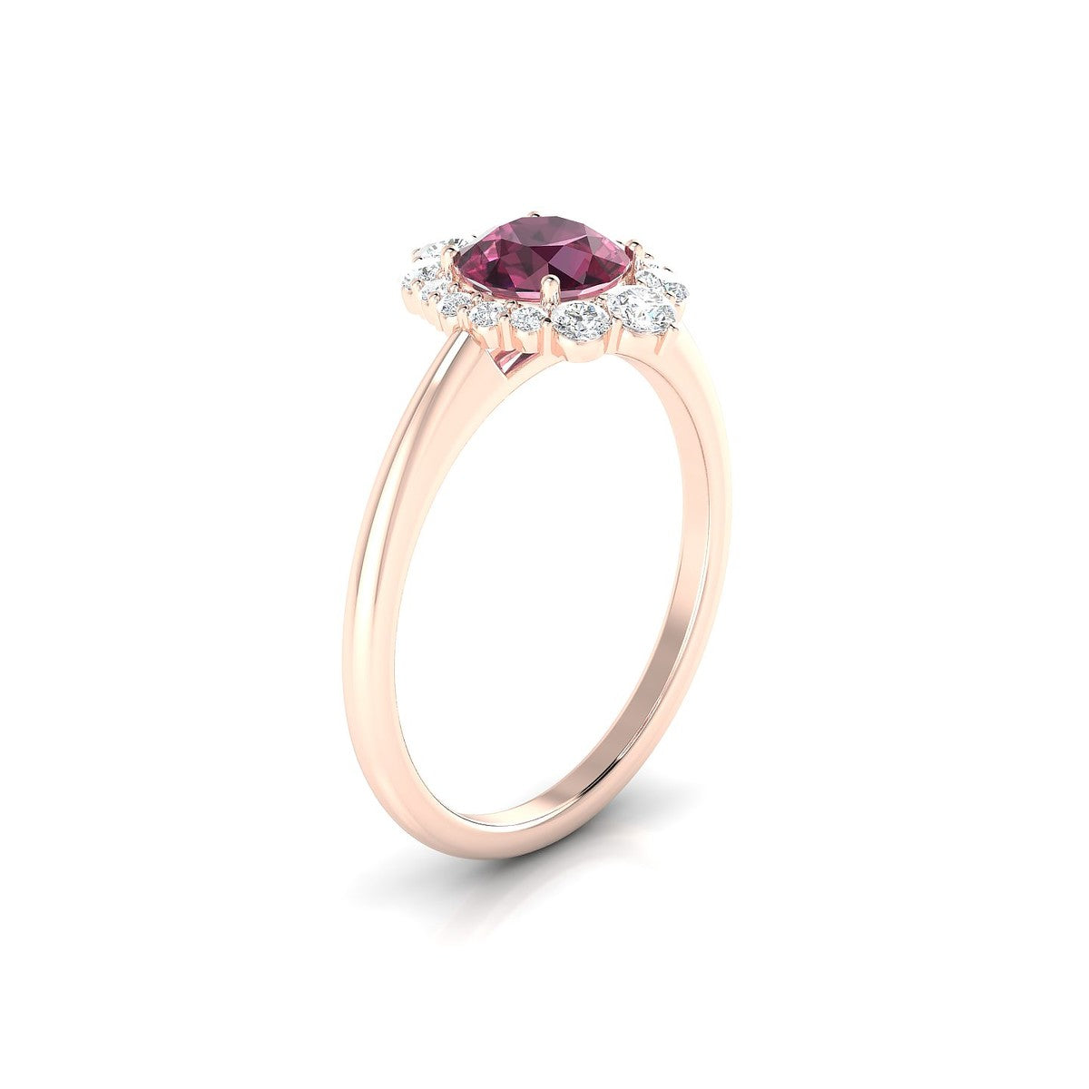 Romance | 18k Rose Gold 6 mm Round Rhodolite Ring