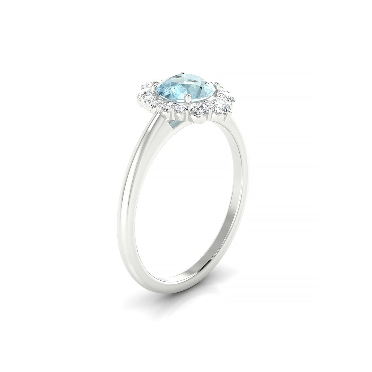 Romance | 18k White Gold 6 mm Round Aquamarine Ring