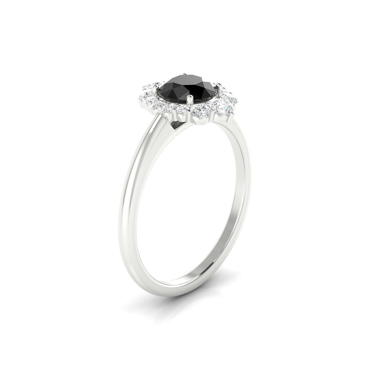 Romance | 18k White Gold 6 mm Round Black Diamond Ring