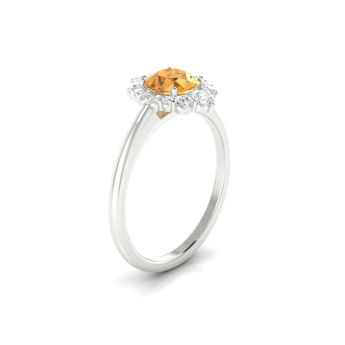 Romance | 18k White Gold 6 mm Round Citrine Ring