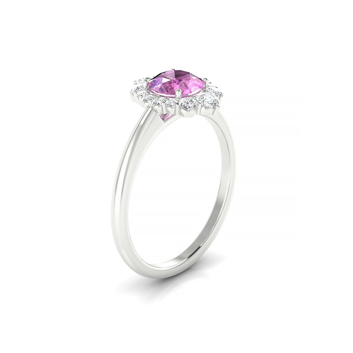 Romance | 18k White Gold 6 mm Round Pink Sapphire Ring