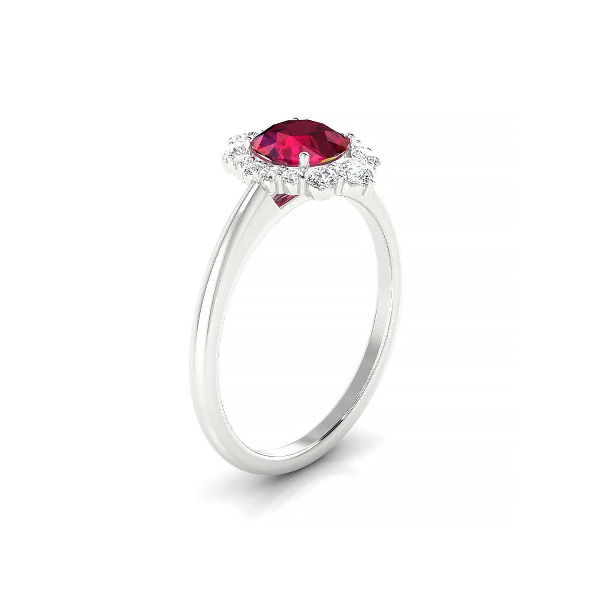 Romance | 18k White Gold 6 mm Round Ruby Ring