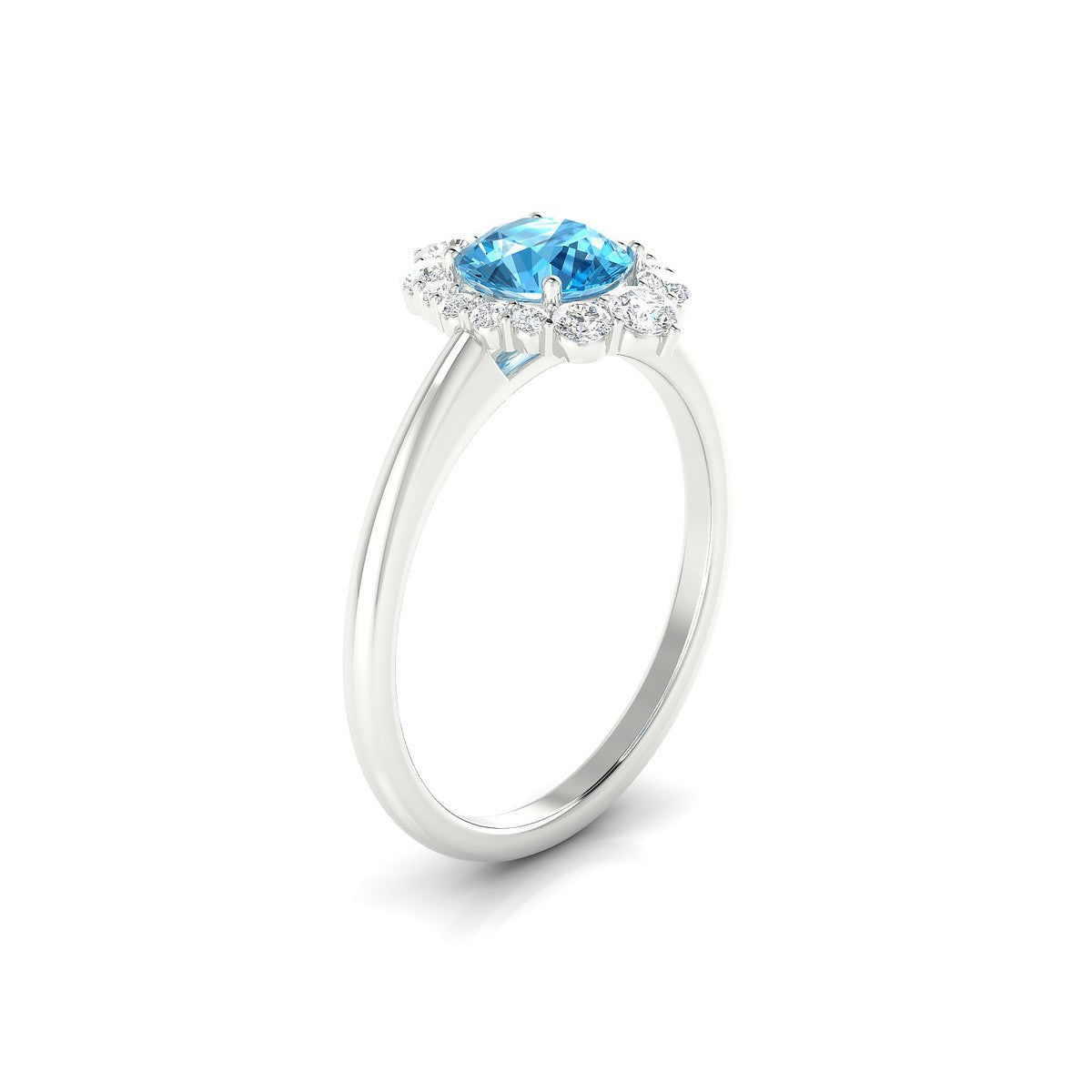 Romance | 18k White Gold 6 mm Round Topaz Ring