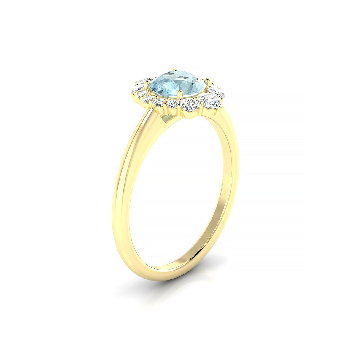 Romance | 18k Yellow Gold 6 mm Round Aquamarine Ring