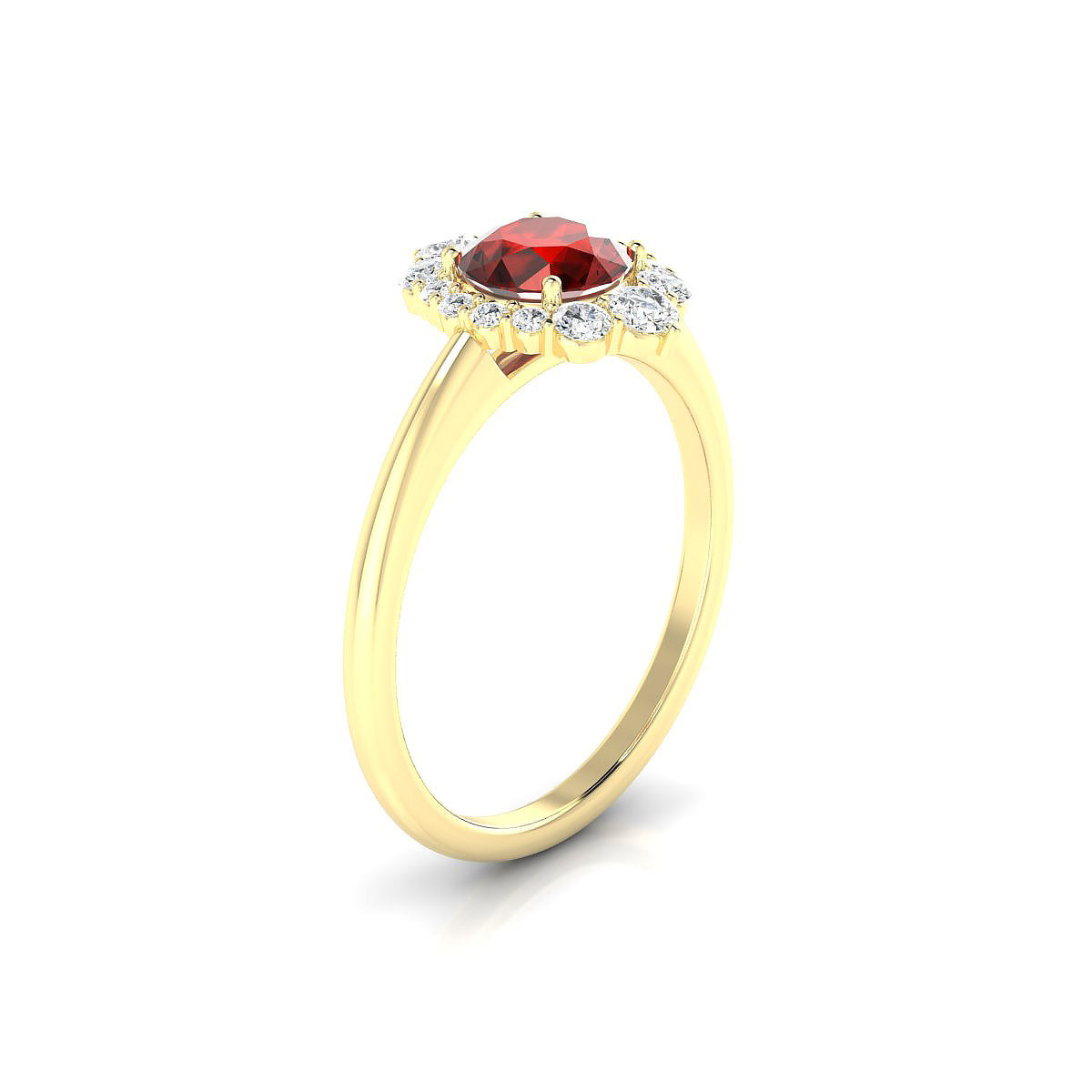 Romance | 18k Yellow Gold 6 mm Round Garnet Ring