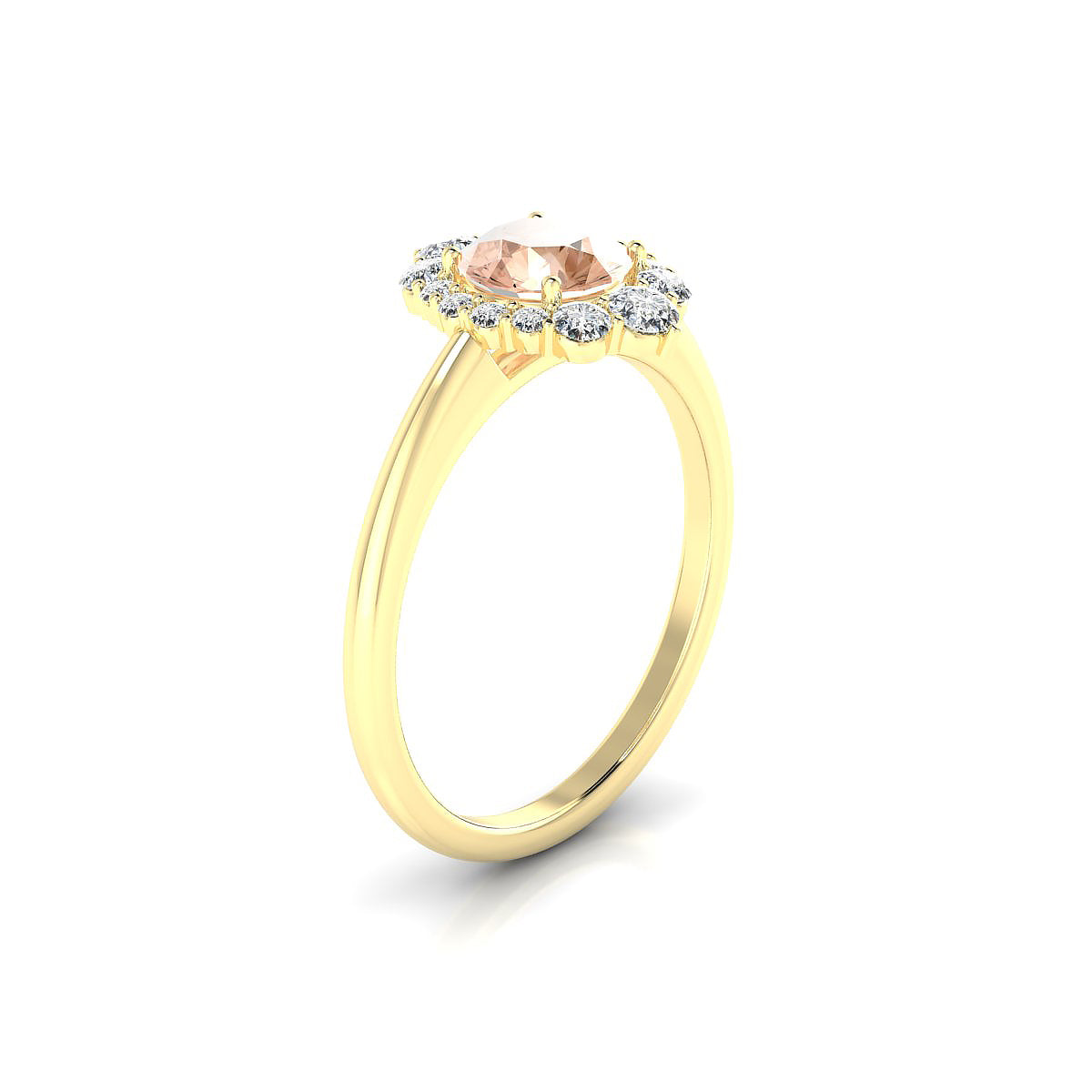 Romance | 18k Yellow Gold 6 mm Round Morganite Ring