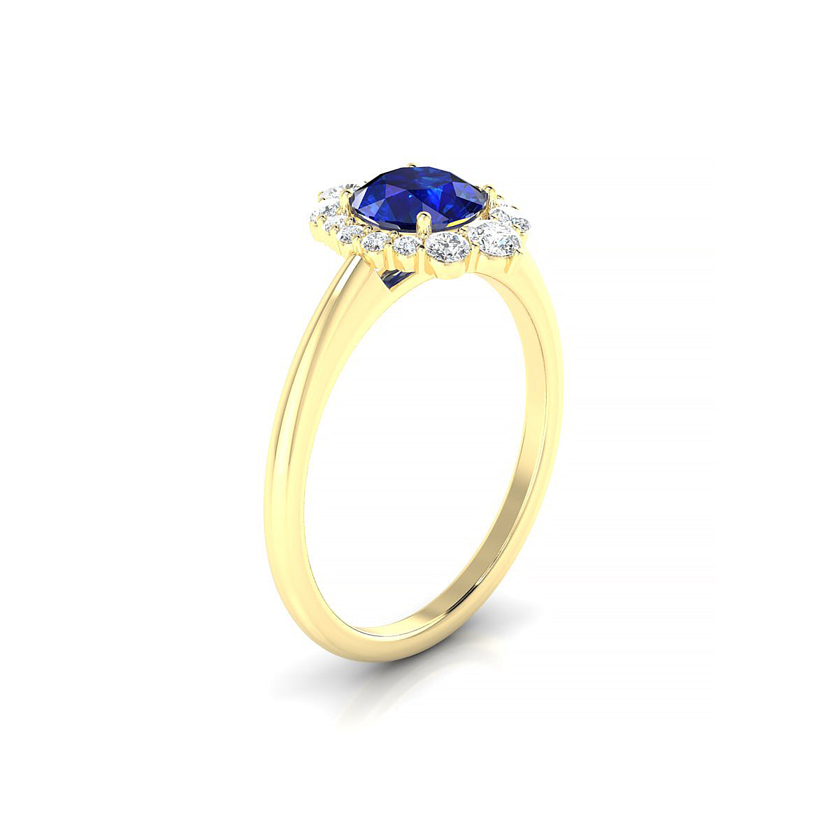 Romance | 18k Yellow Gold 6 mm Round Sapphire Ring