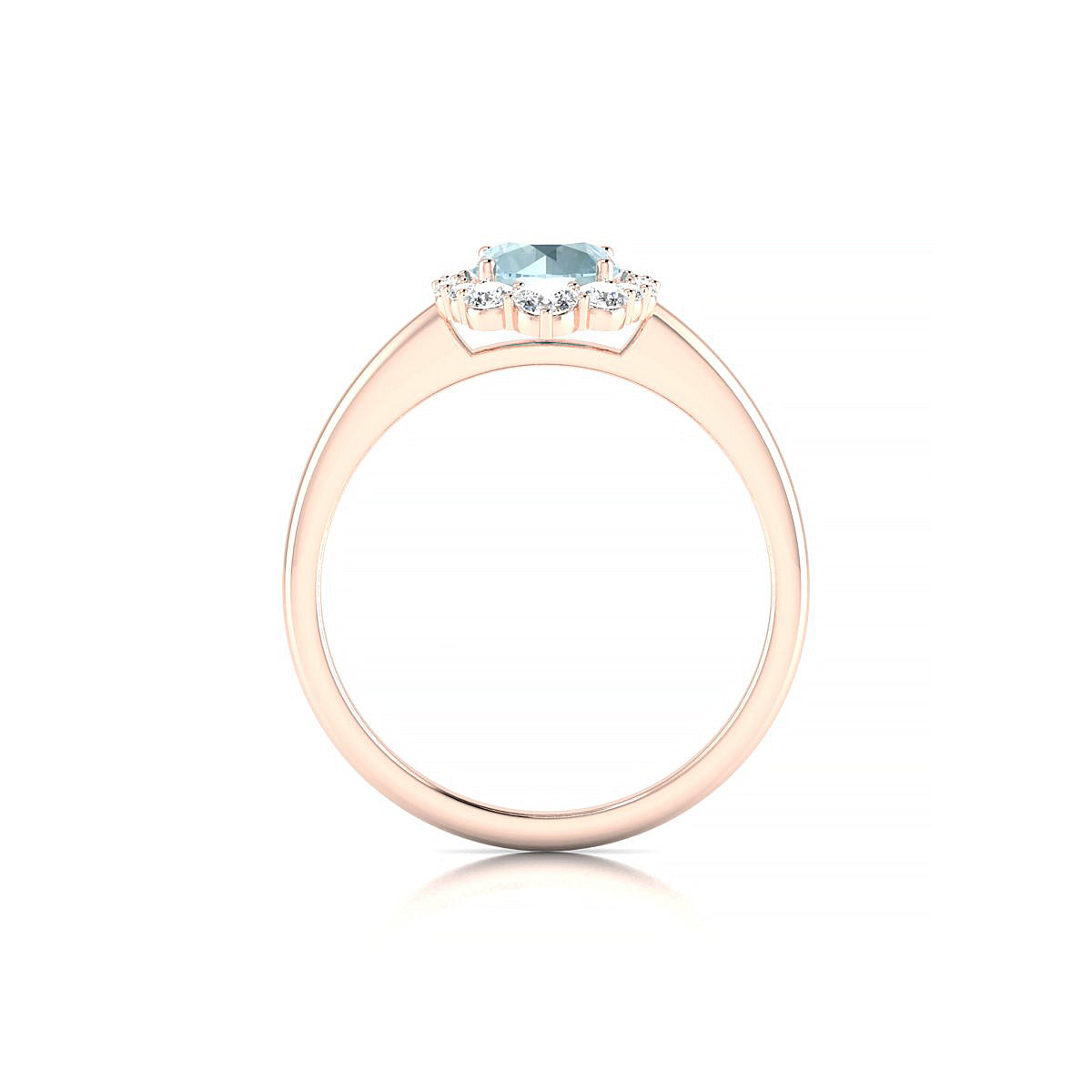 Romance | 18k Rose Gold 6 mm Round Aquamarine Ring
