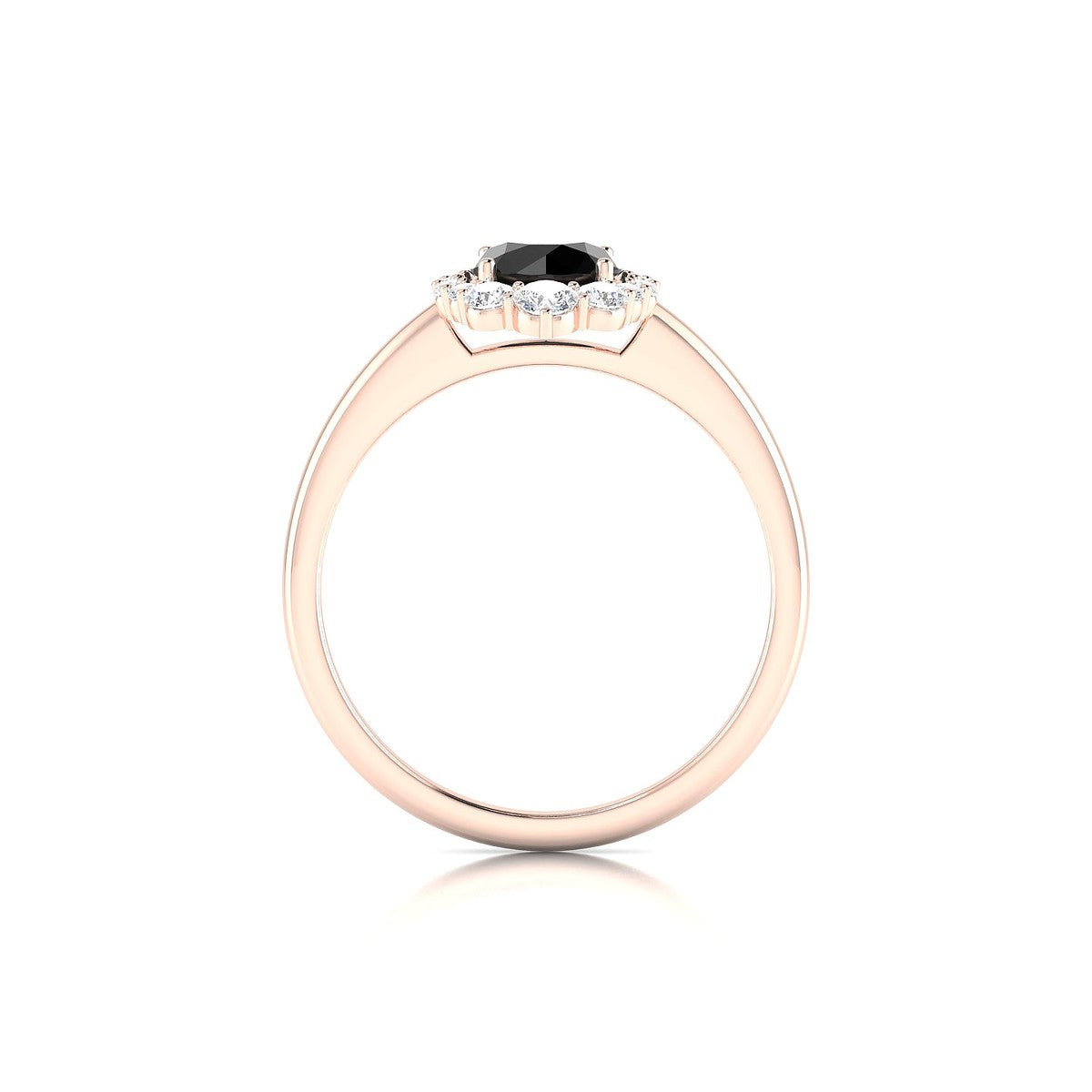 Romance | 18k Rose Gold 6 mm Round Black Diamond Ring