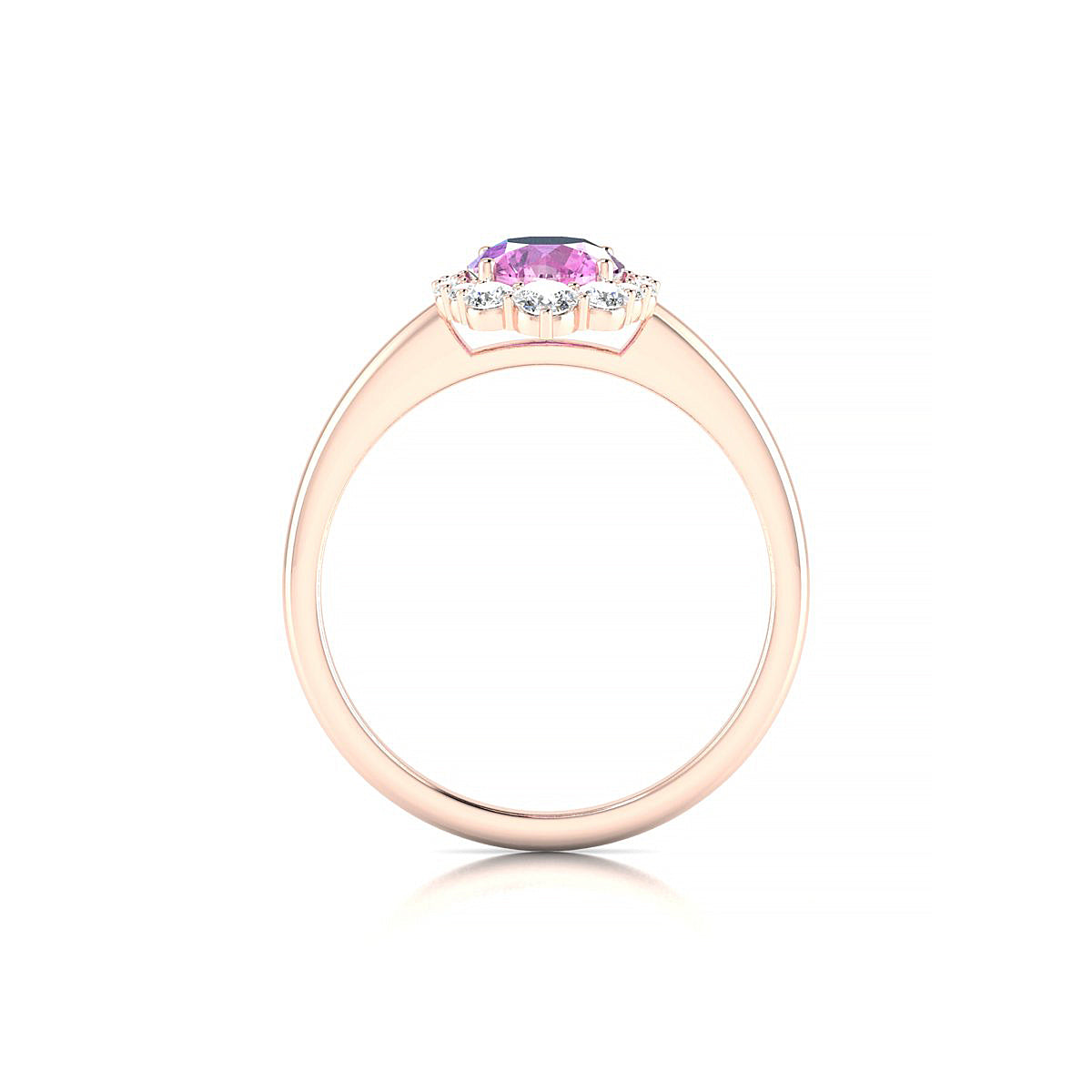 Romance | 18k Rose Gold 6 mm Round Pink Sapphire Ring