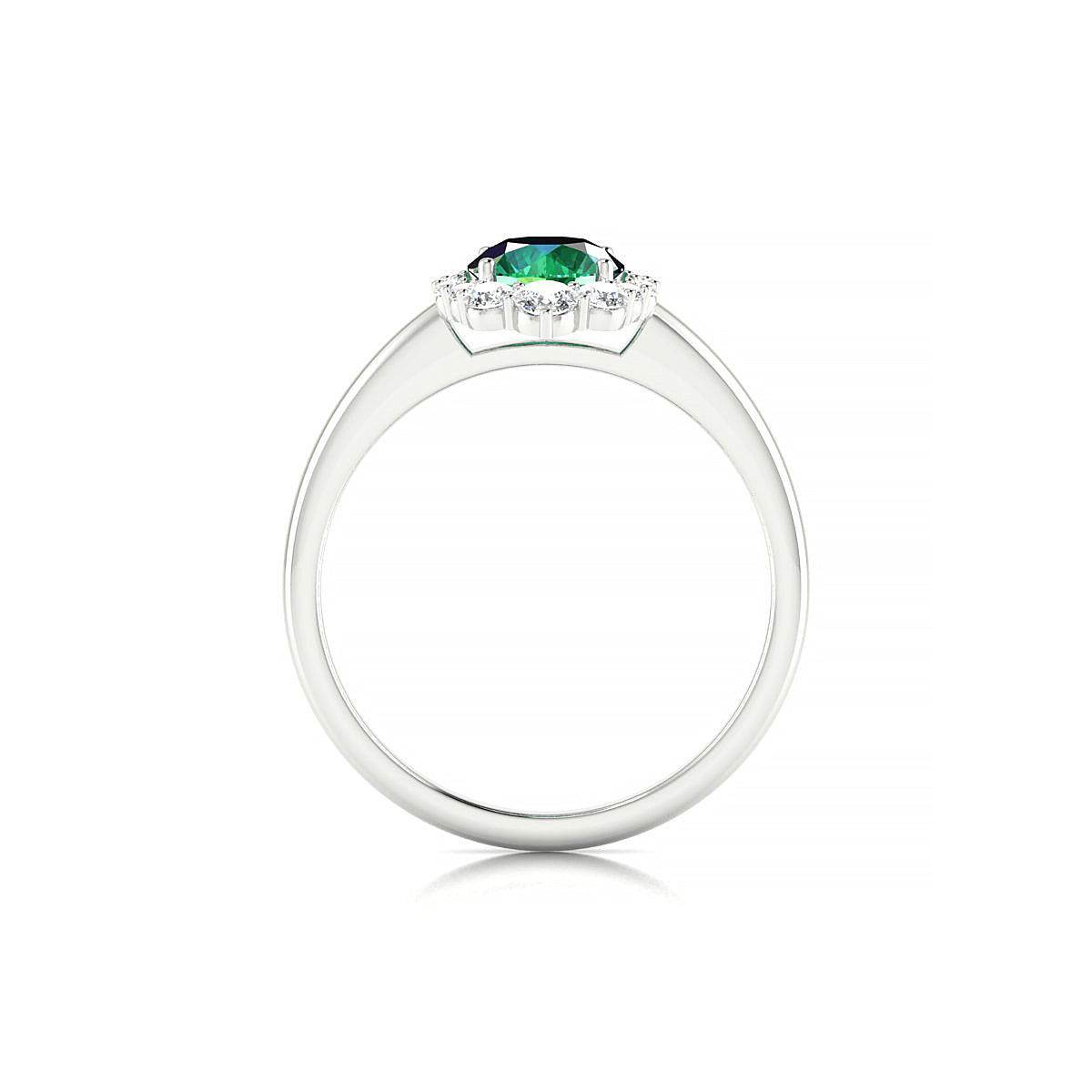 Romance | 18k White Gold 6 mm Round Emerald Ring