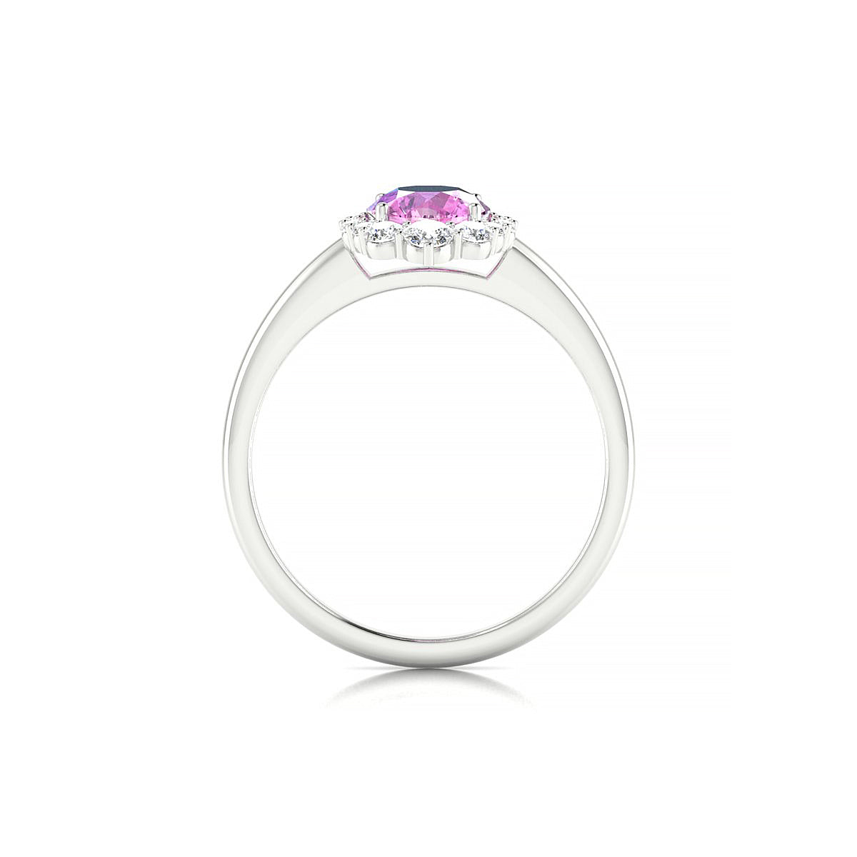 Romance | 18k White Gold 6 mm Round Pink Sapphire Ring