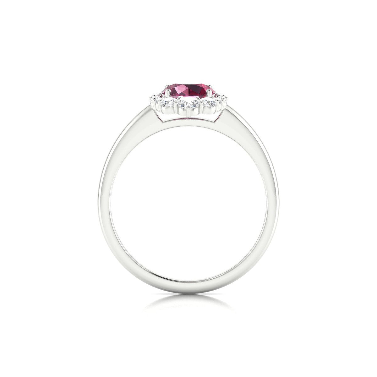 Romance | 18k White Gold 6 mm Round Rhodolite Ring