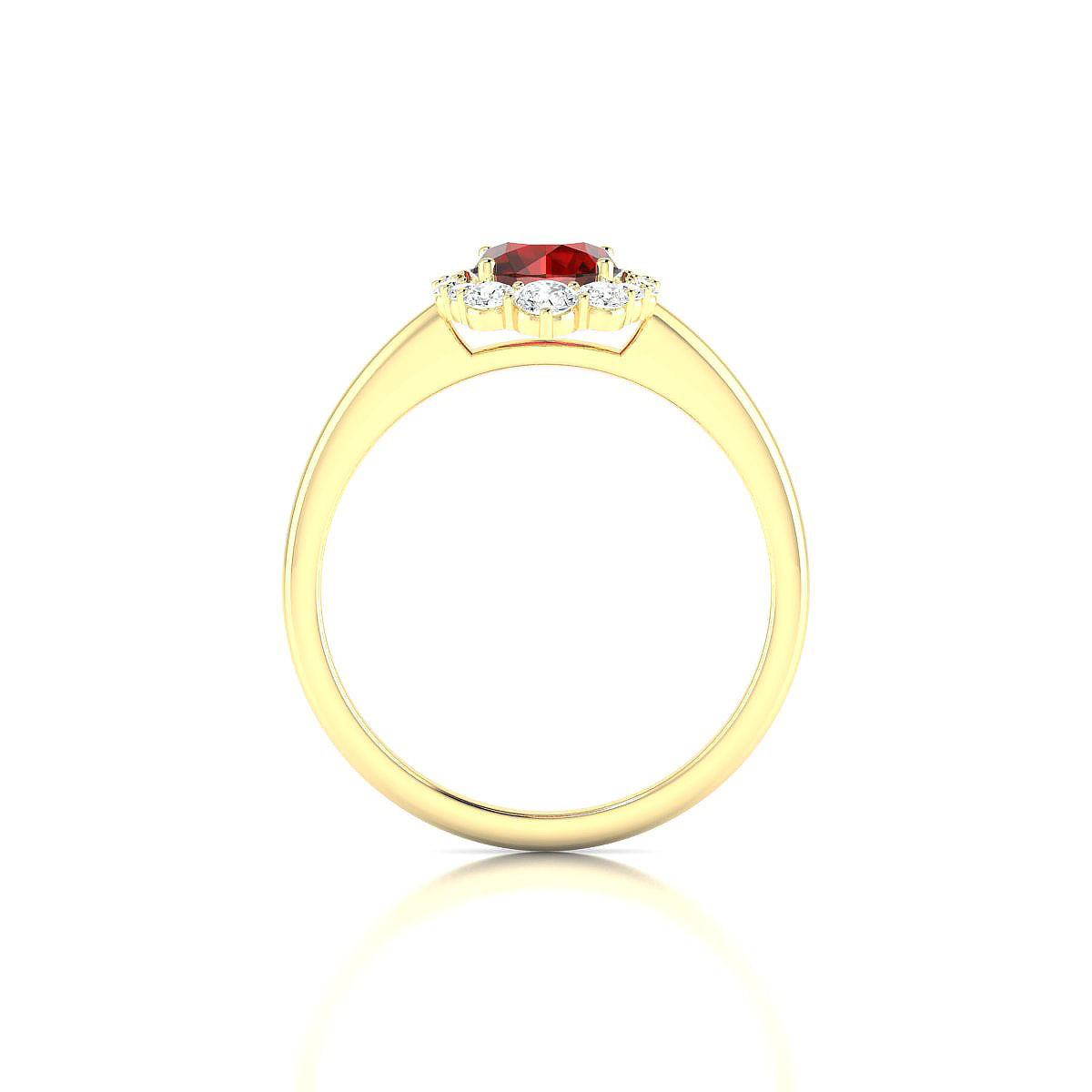 Romance | 18k Yellow Gold 6 mm Round Garnet Ring