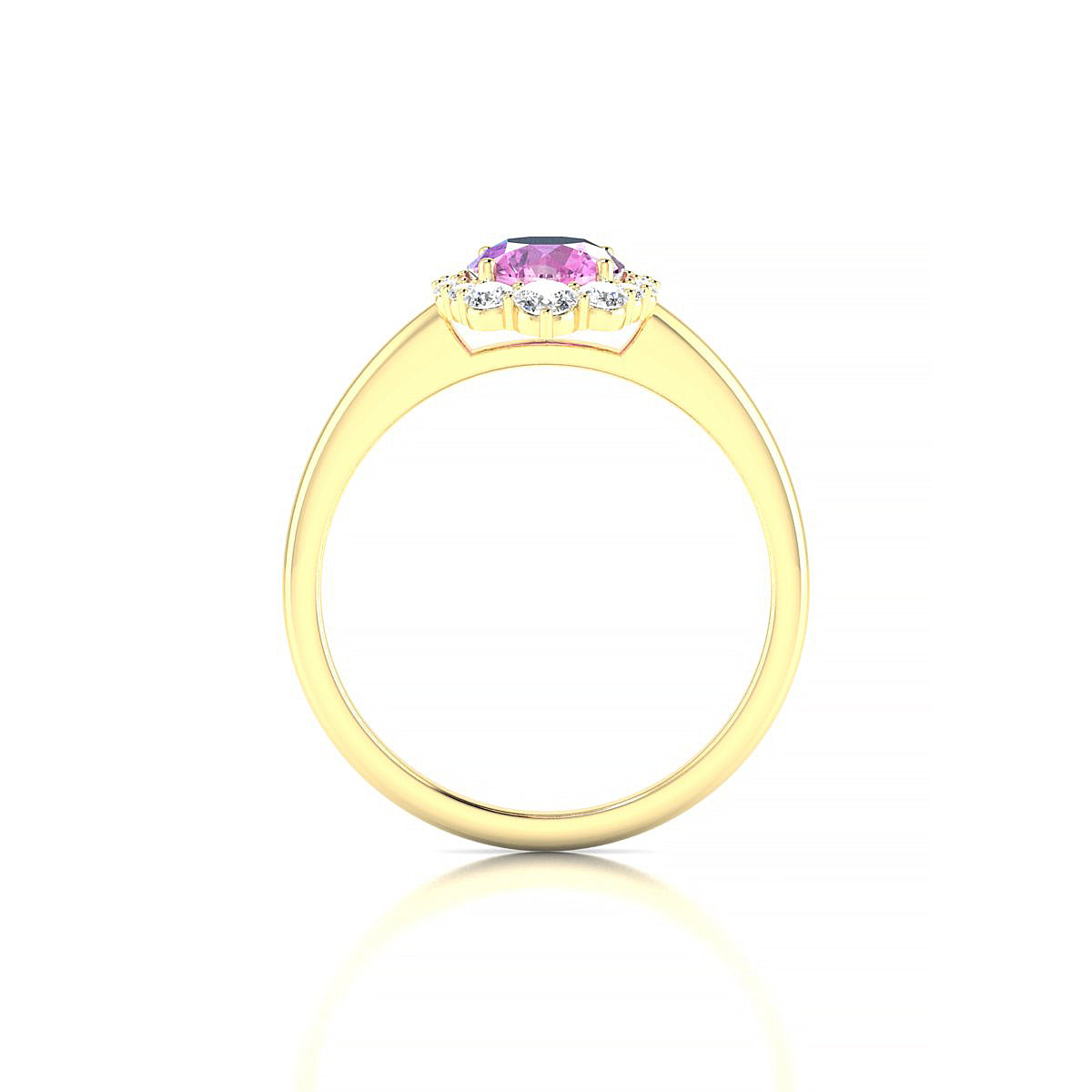 Romance | 18k Yellow Gold 6 mm Round Pink Sapphire Ring