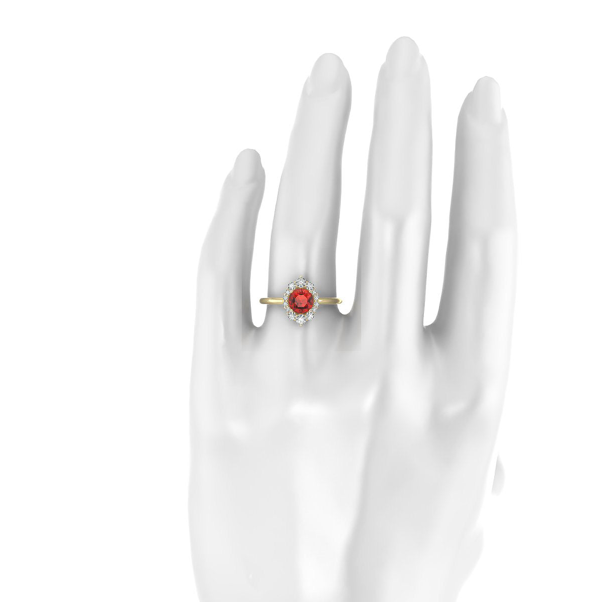 Romance | 18k Yellow Gold 6 mm Round Garnet Ring
