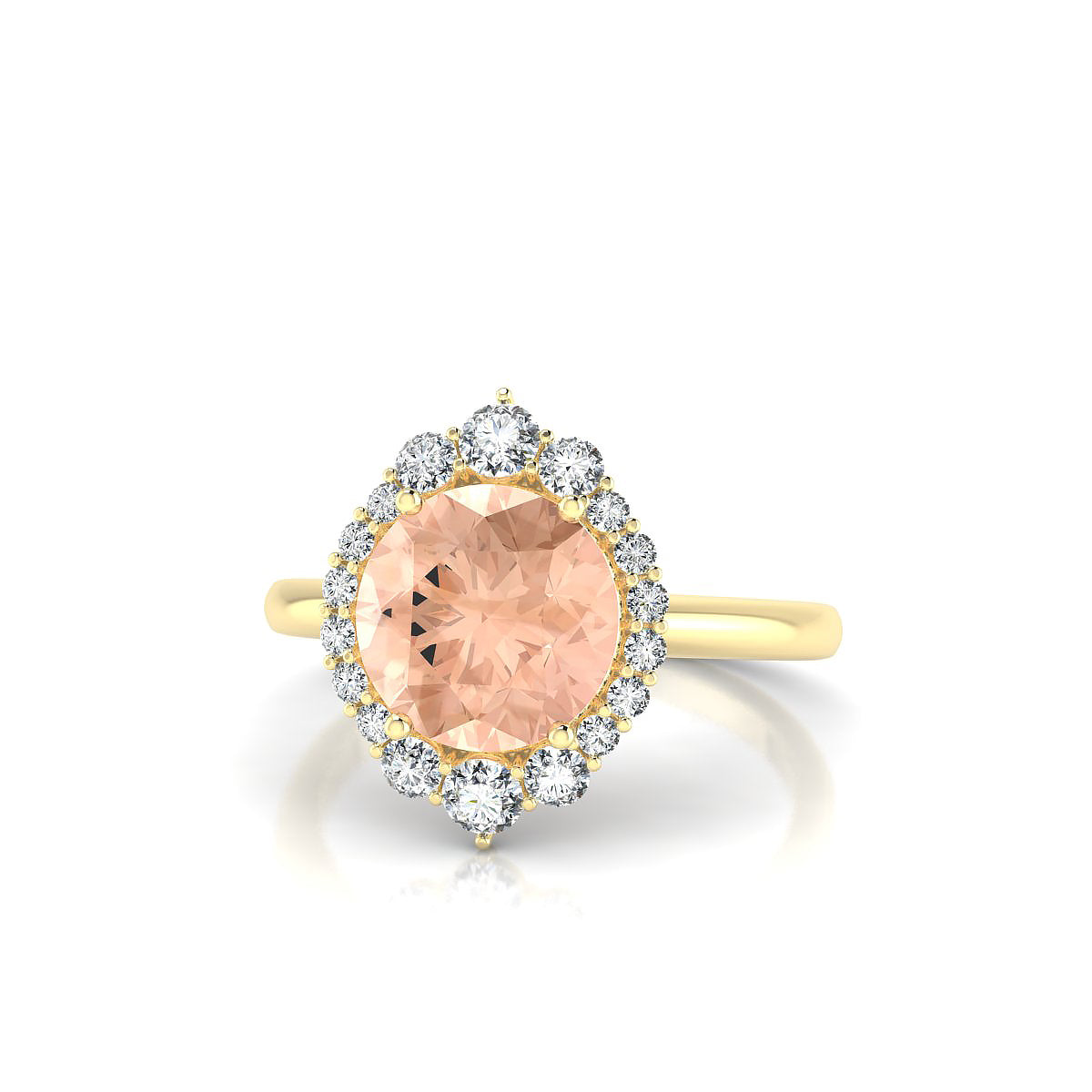 Romance | 18k Yellow Gold 8 mm Round Morganite Ring