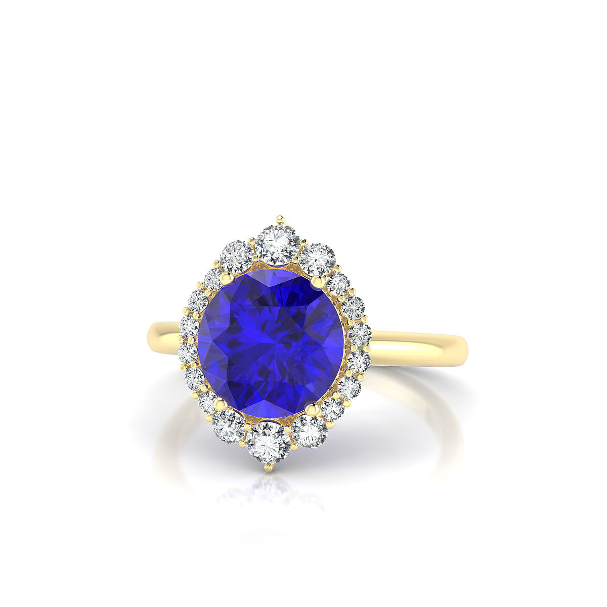 Romance | 18k Yellow Gold 8 mm Round Tanzanite Ring