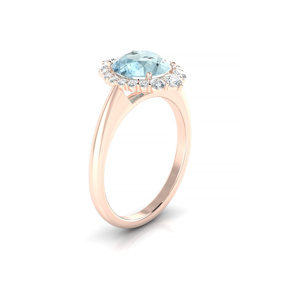 Romance | 18k Rose Gold 8 mm Round Aquamarine Ring