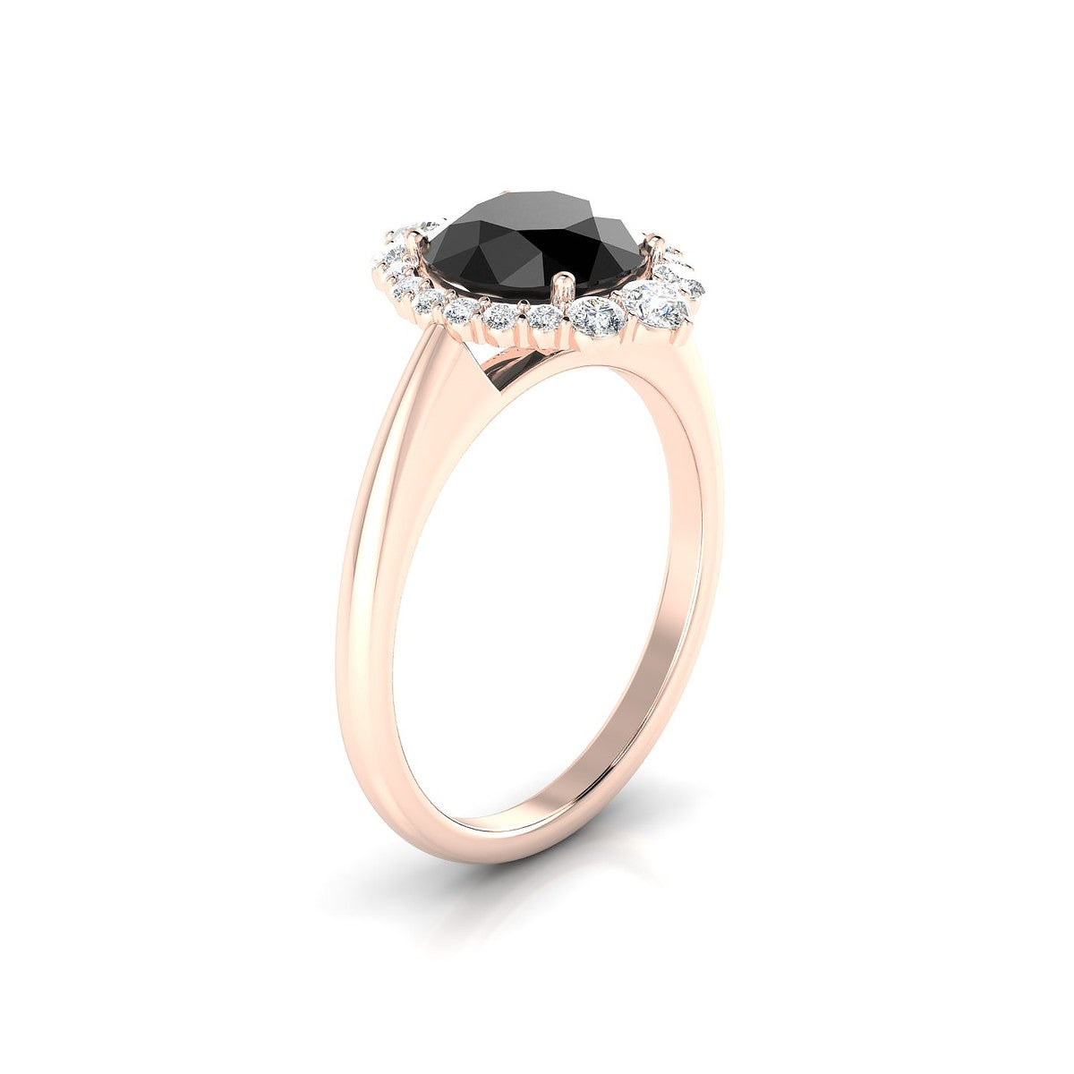 Romance | 18k Rose Gold 8 mm Round Black Diamond Ring