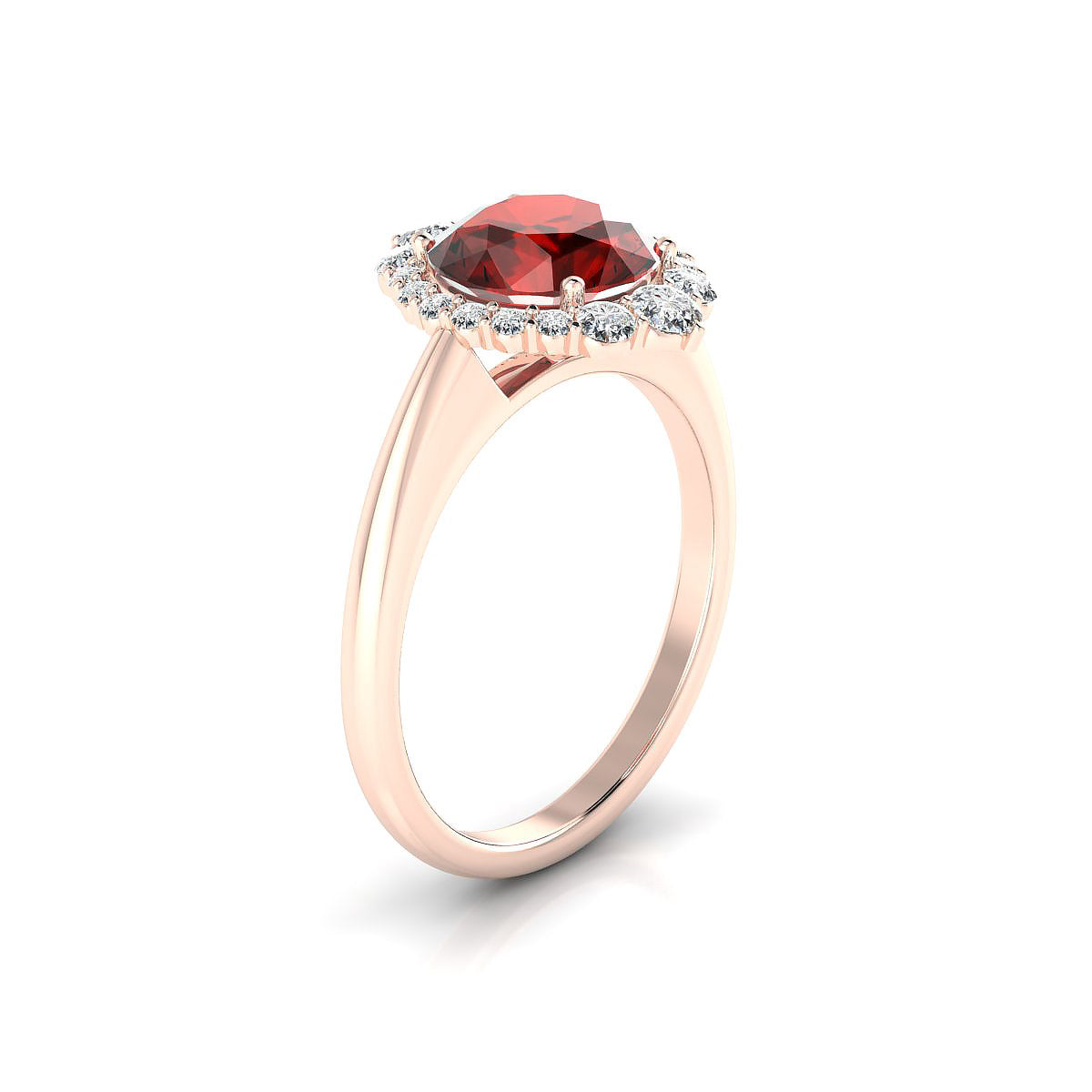 Romance | 18k Rose Gold 8 mm Round Garnet Ring