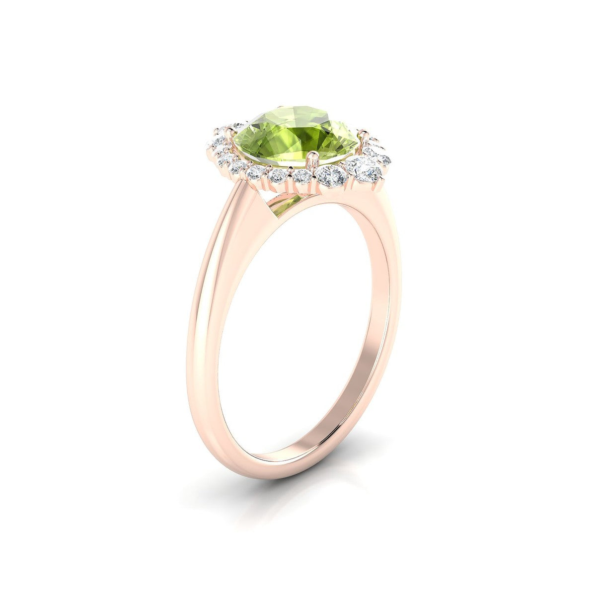 Romance | 18k Rose Gold 8 mm Round Peridot Ring