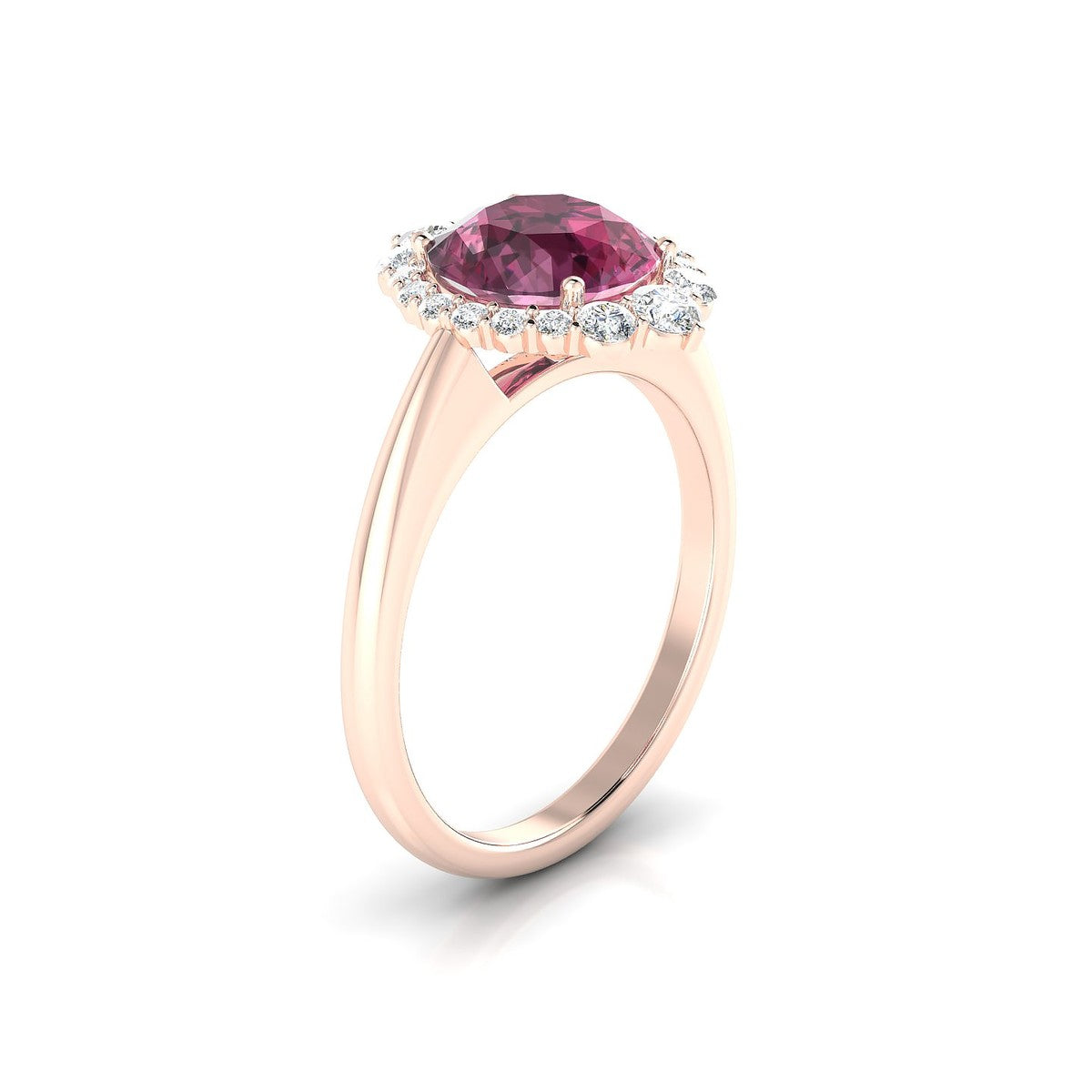 Romance | 18k Rose Gold 8 mm Round Rhodolite Ring
