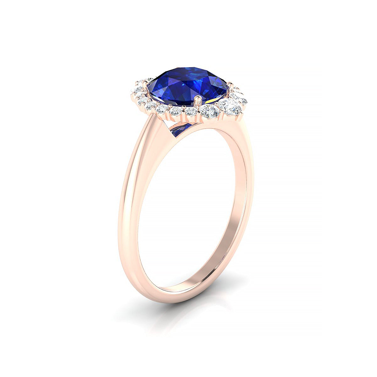 Romance | 18k Rose Gold 8 mm Round Sapphire Ring