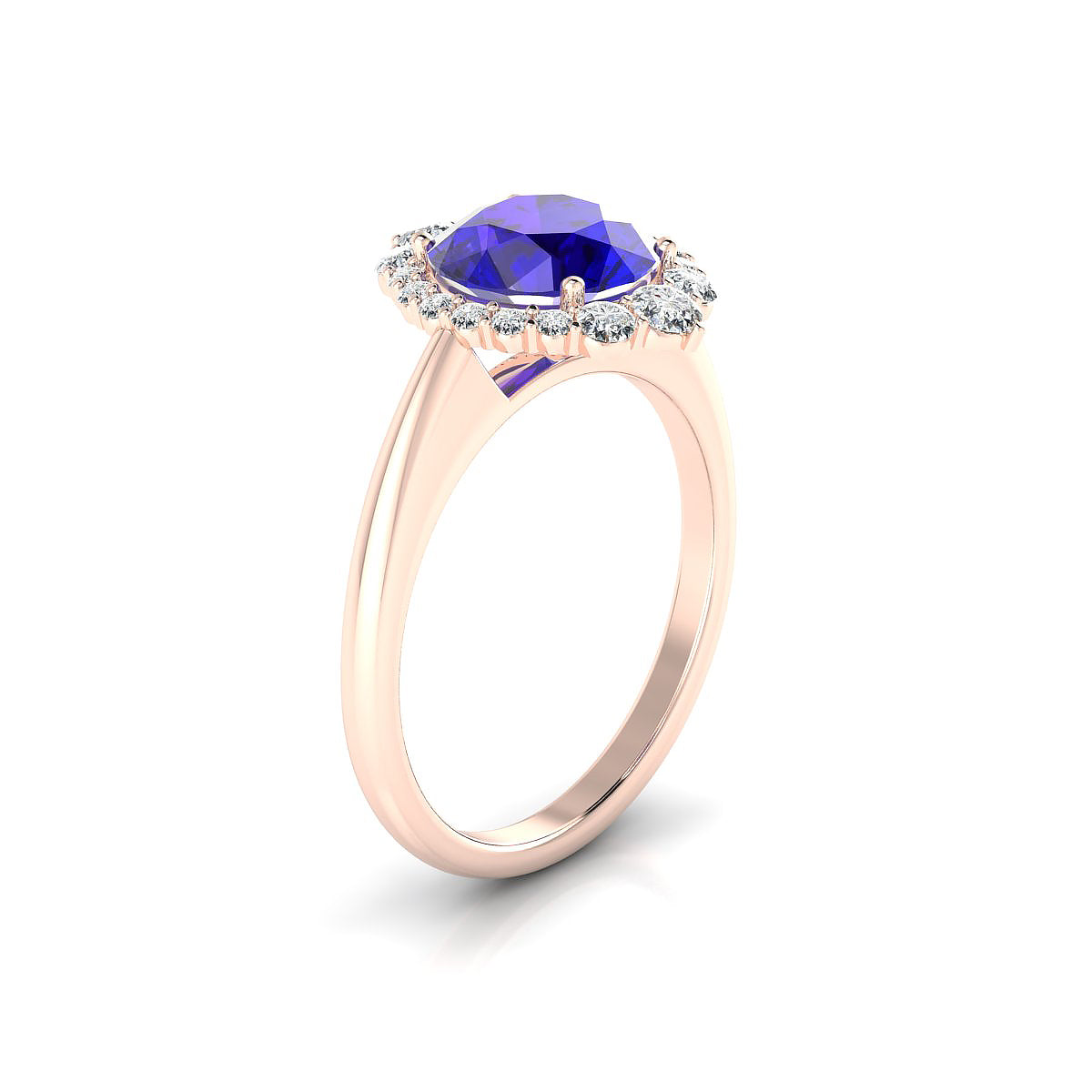 Romance | 18k Rose Gold 8 mm Round Tanzanite Ring