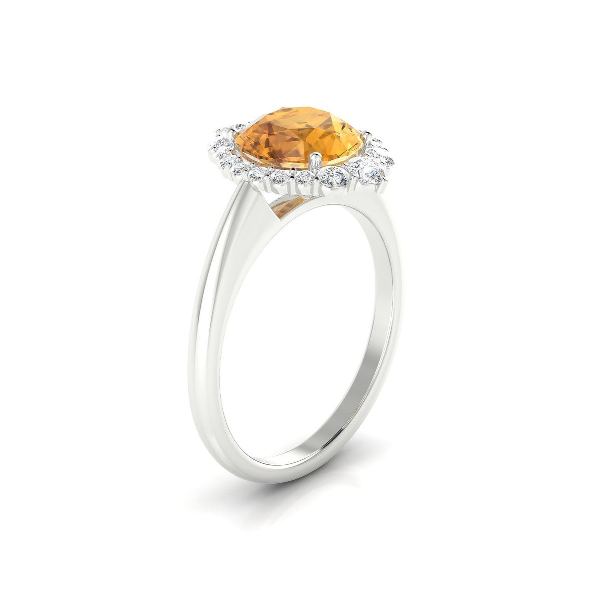 Romance | 18k White Gold 8 mm Round Citrine Ring