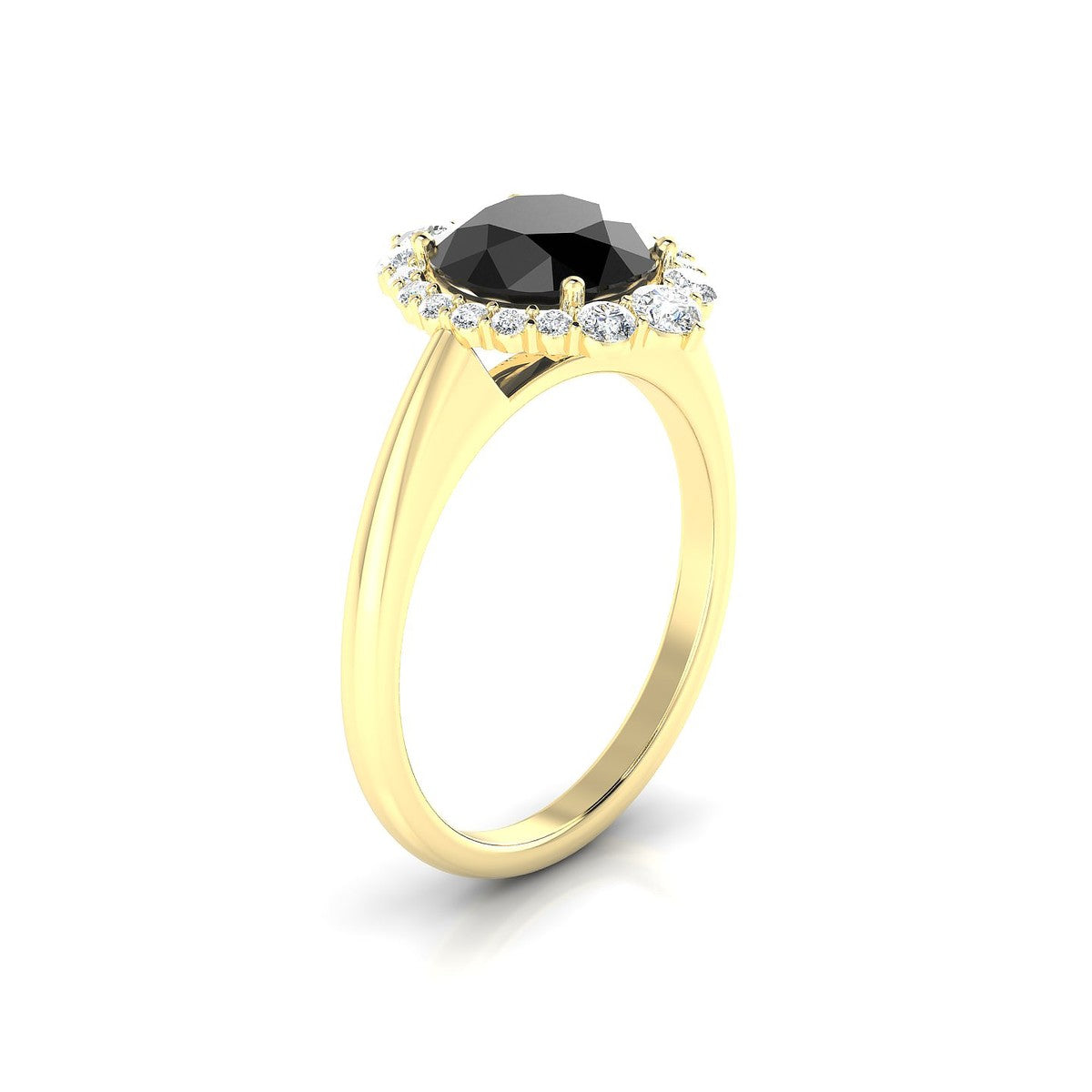 Romance | 18k Yellow Gold 8 mm Round Black Diamond Ring
