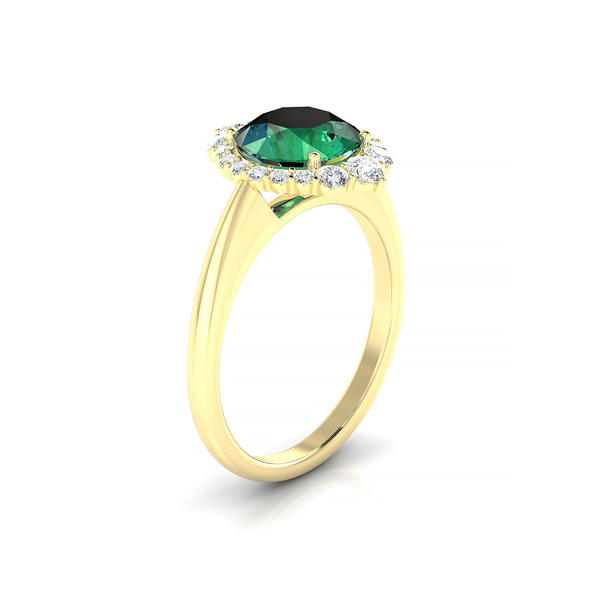 Romance | 18k Yellow Gold 8 mm Round Emerald Ring