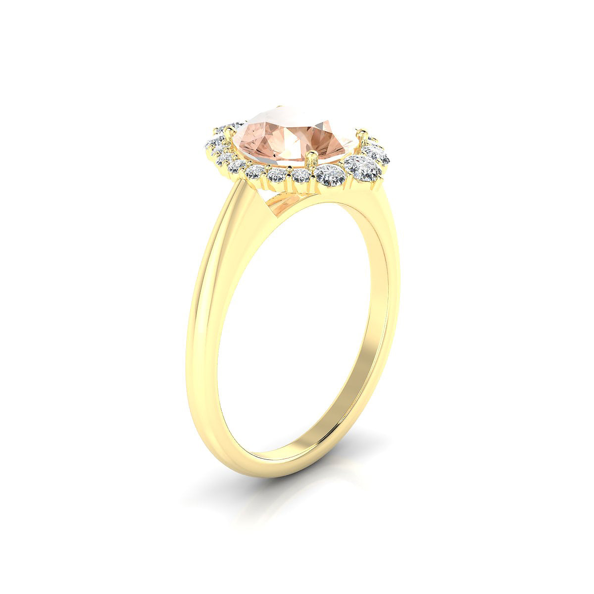 Romance | 18k Yellow Gold 8 mm Round Morganite Ring