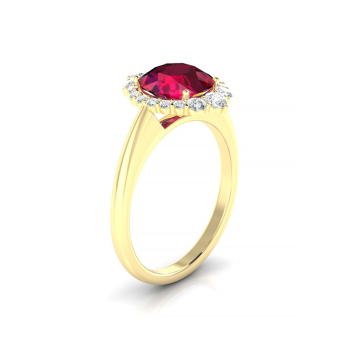 Romance | 18k Yellow Gold 8 mm Round Ruby Ring