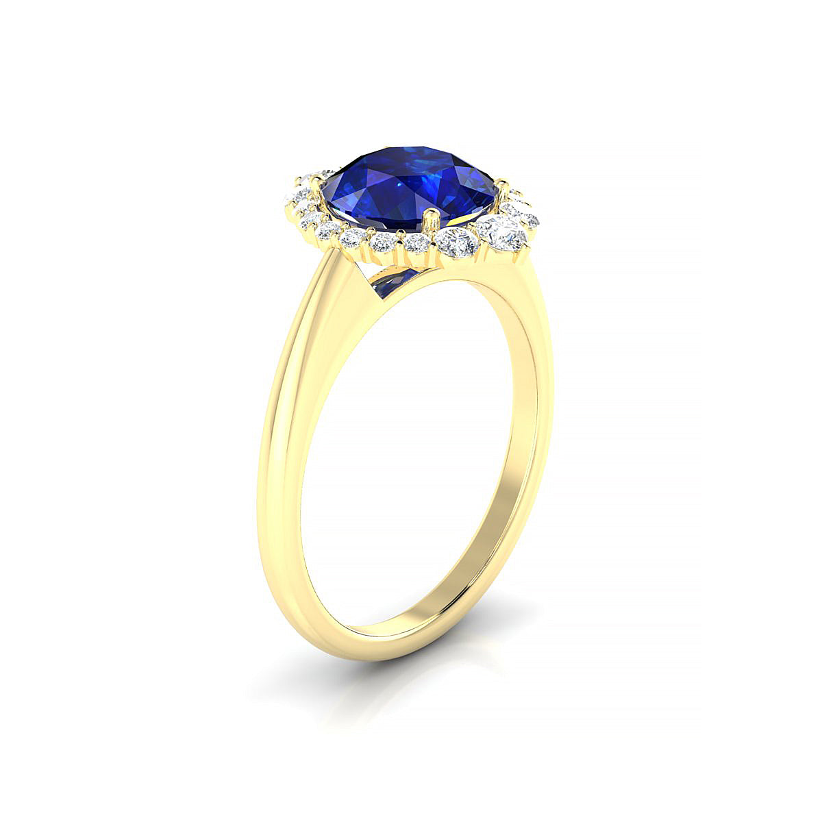Romance | 18k Yellow Gold 8 mm Round Sapphire Ring