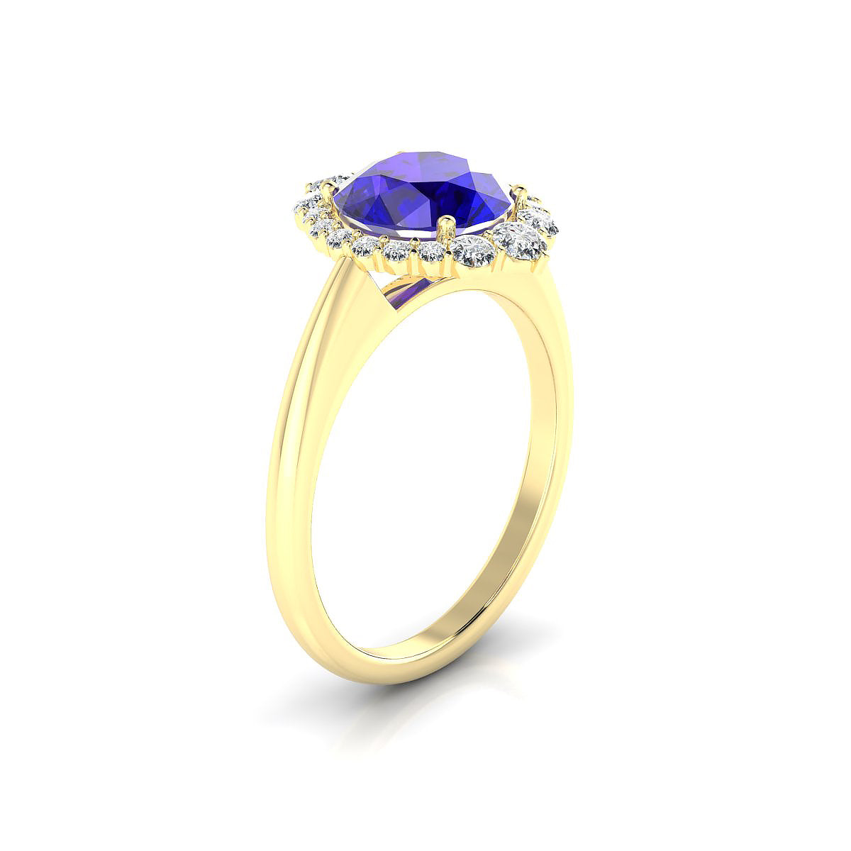 Romance | 18k Yellow Gold 8 mm Round Tanzanite Ring