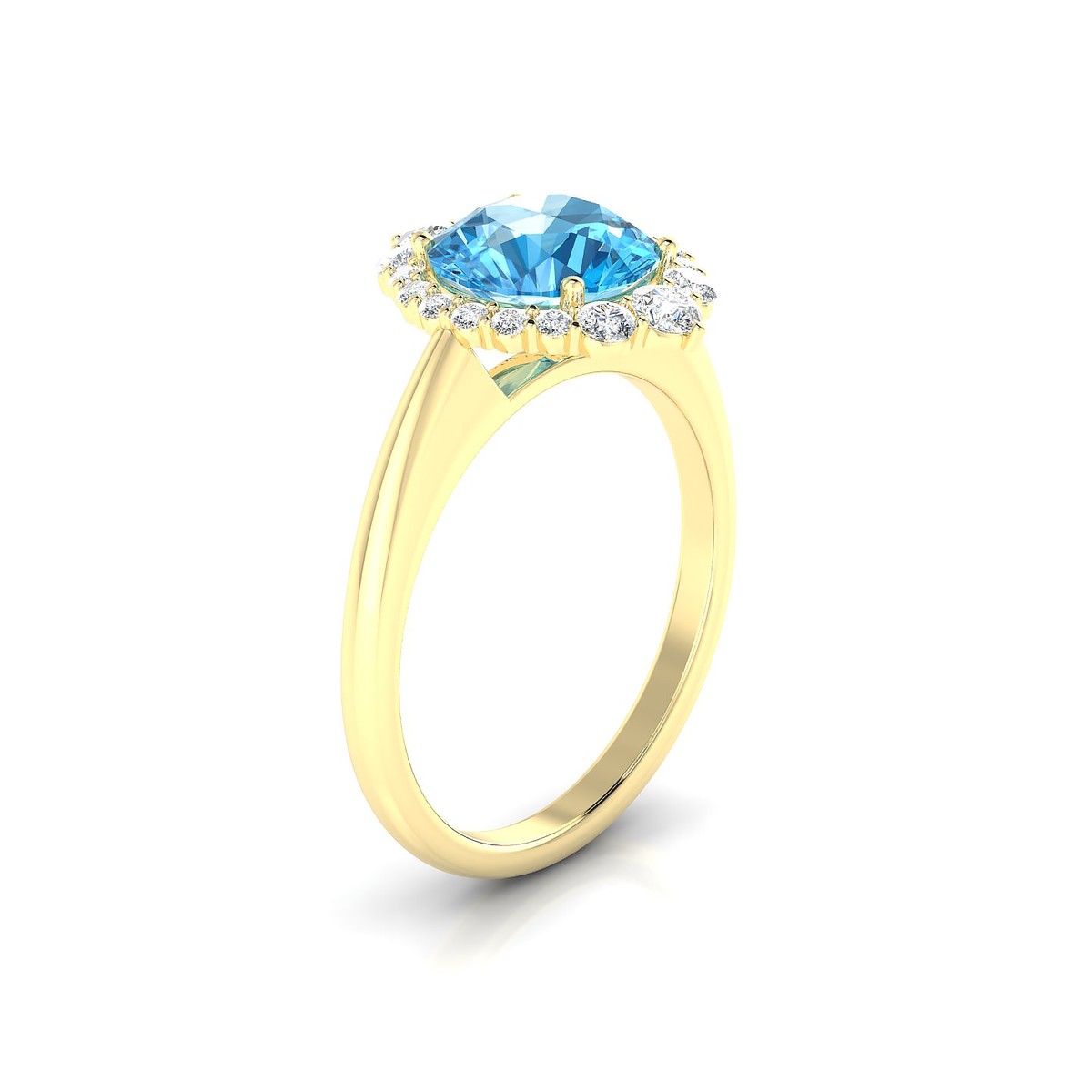 Romance | 18k Yellow Gold 8 mm Round Topaz Ring