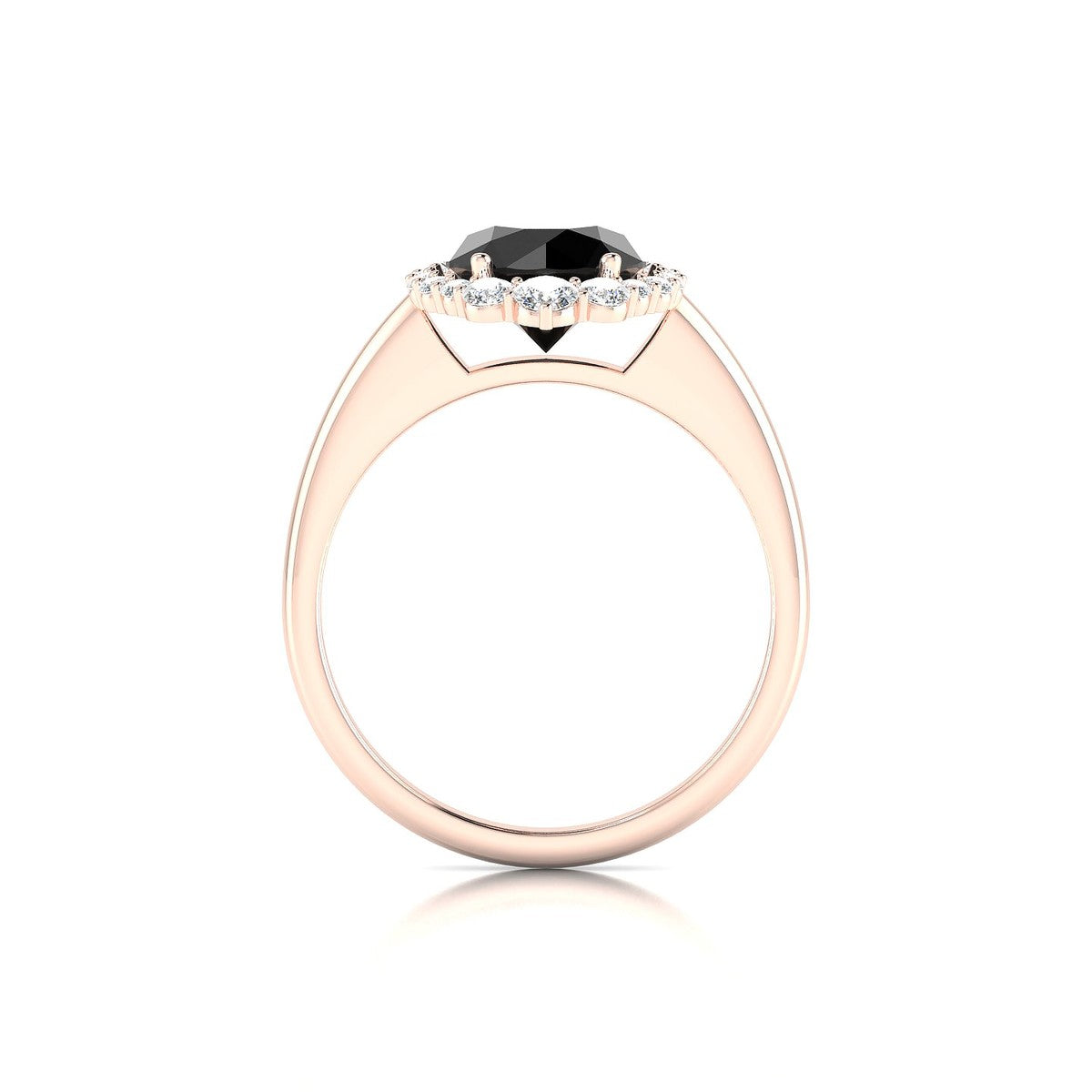 Romance | 18k Rose Gold 8 mm Round Black Diamond Ring