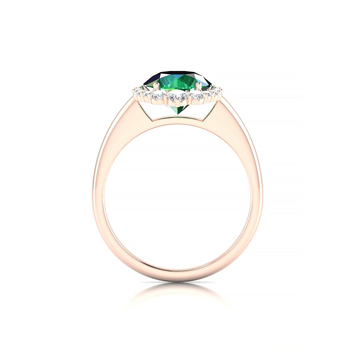 Romance | 18k Rose Gold 8 mm Round Emerald Ring