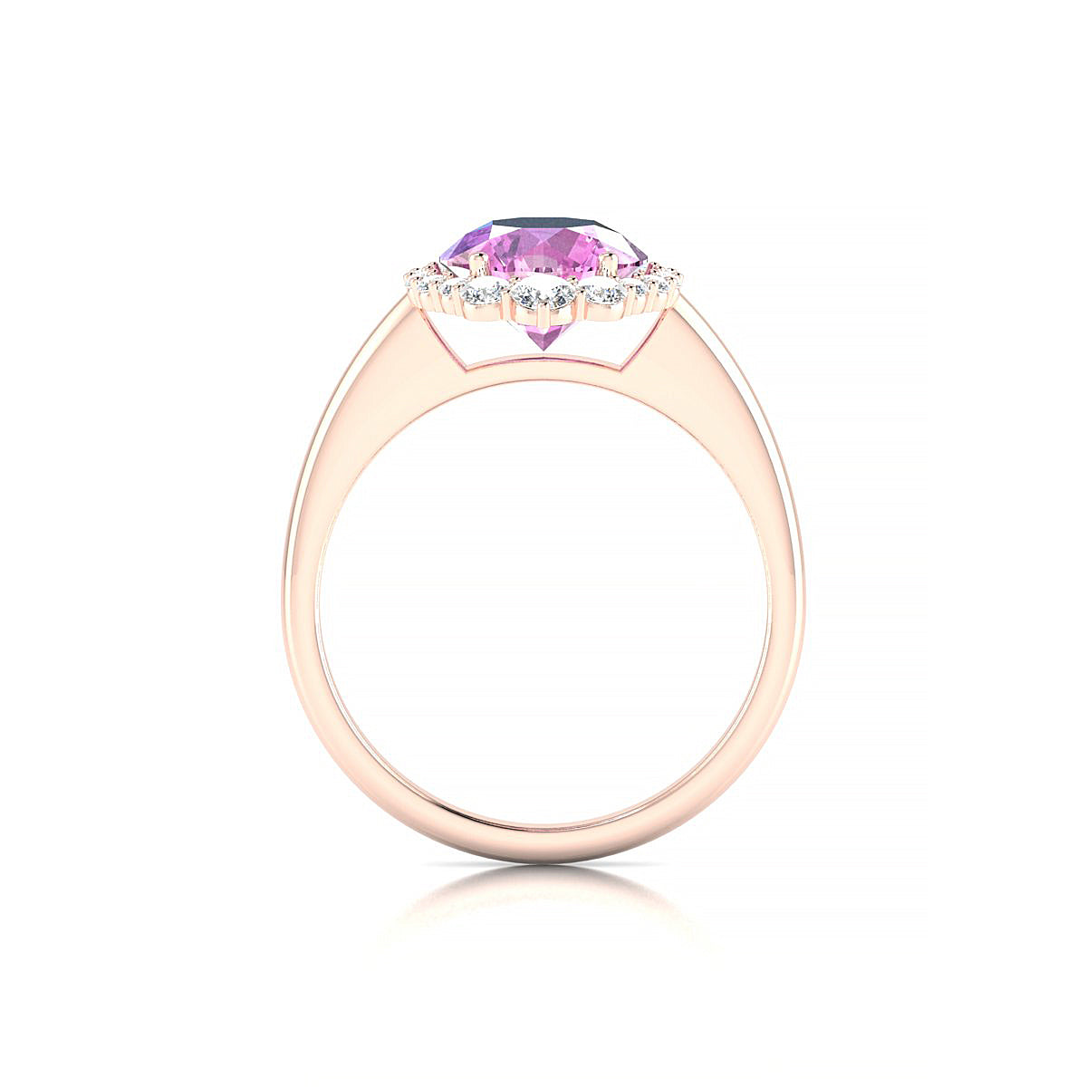 Romance | 18k Rose Gold 8 mm Round Pink Sapphire Ring