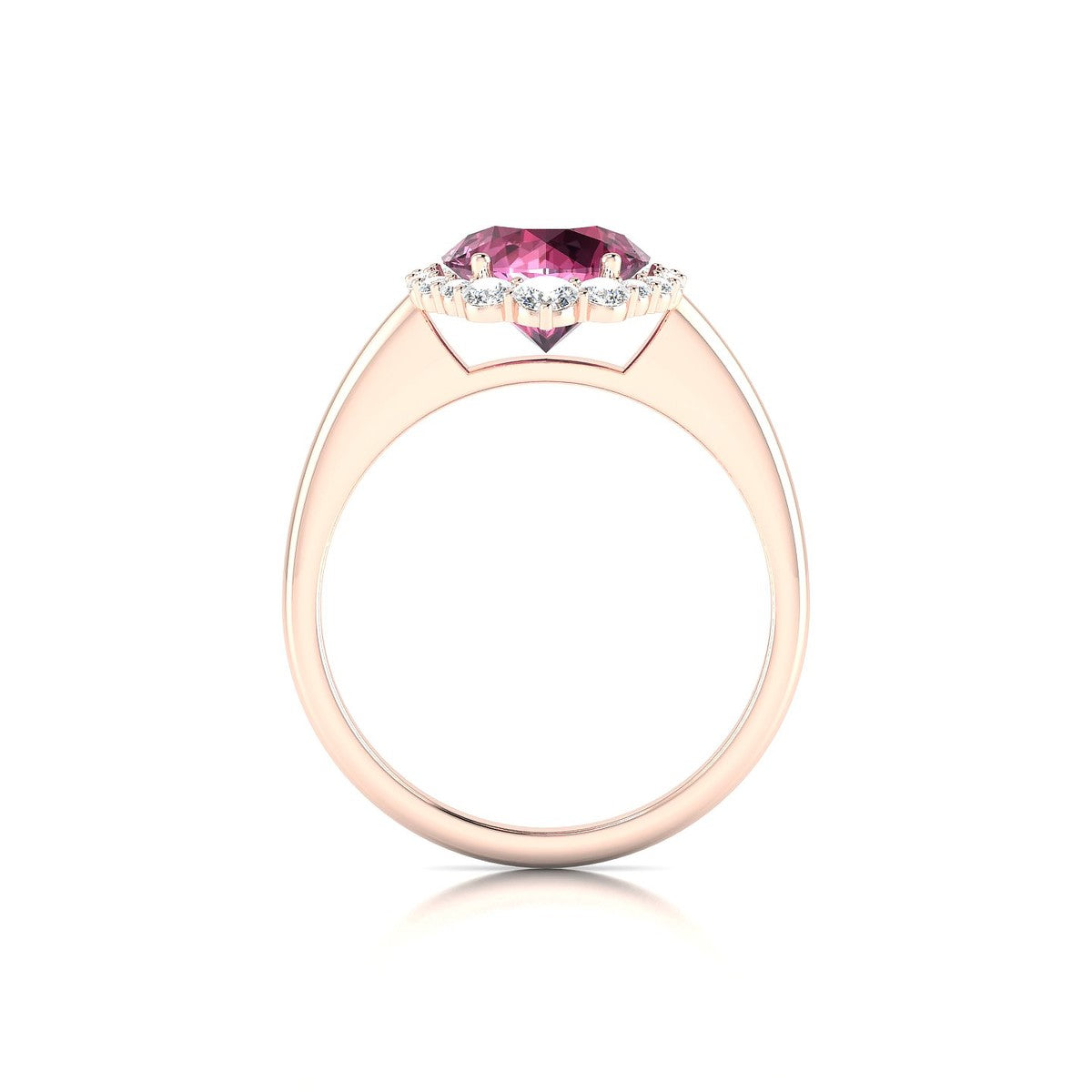 Romance | 18k Rose Gold 8 mm Round Rhodolite Ring