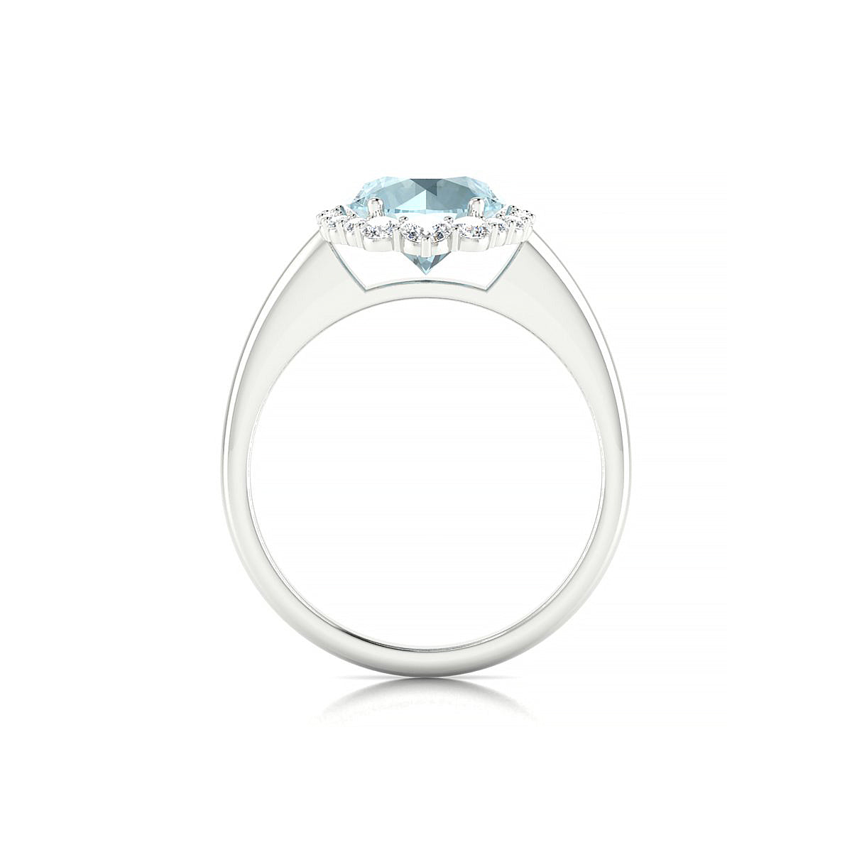 Romance | 18k White Gold 8 mm Round Aquamarine Ring