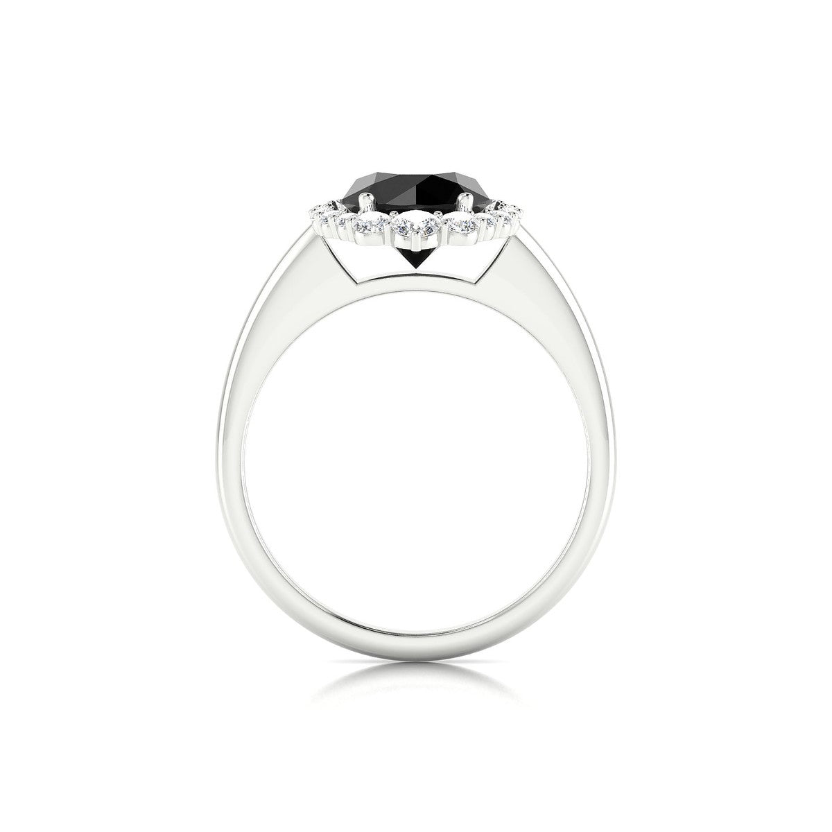 Romance | 18k White Gold 8 mm Round Black Diamond Ring