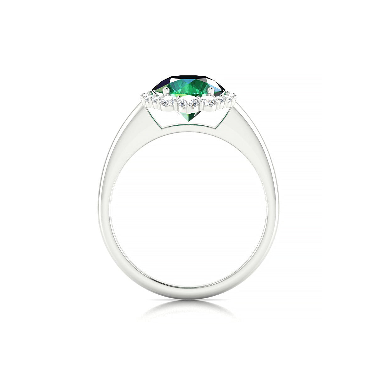 Romance | 18k White Gold 8 mm Round Emerald Ring