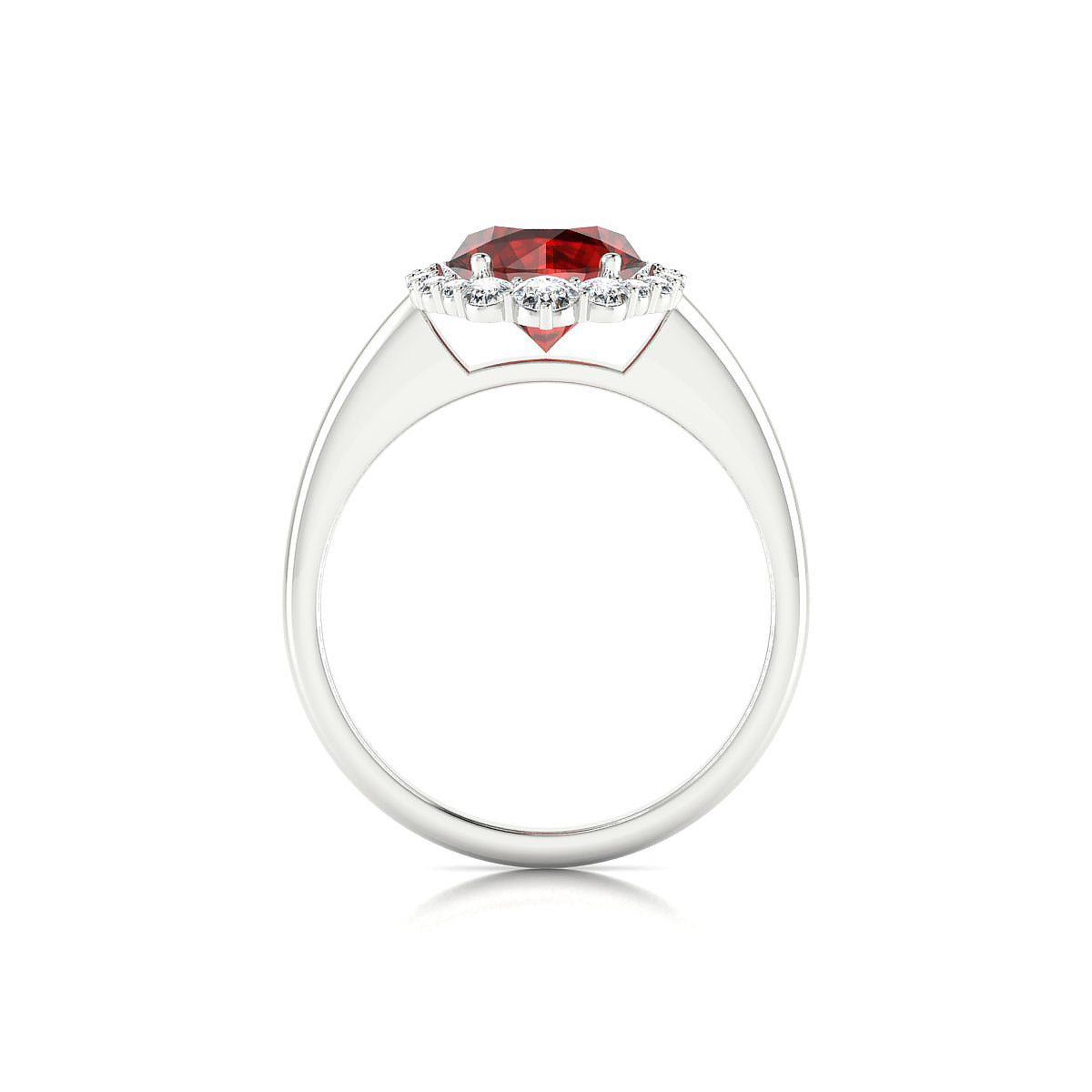 Romance | 18k White Gold 8 mm Round Garnet Ring