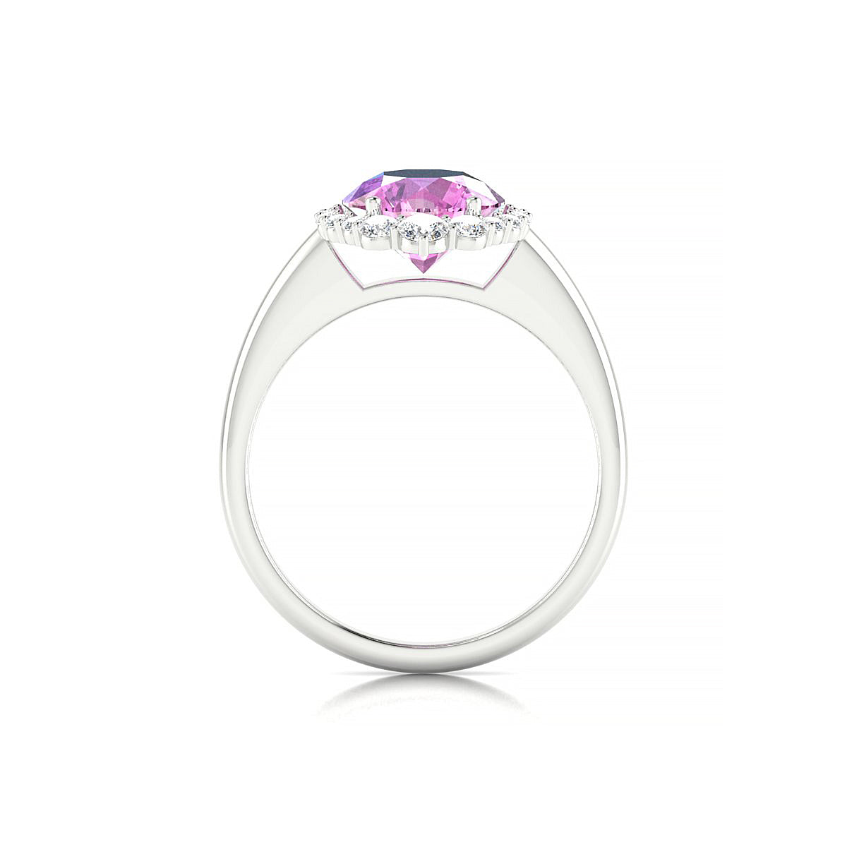 Romance | 18k White Gold 8 mm Round Pink Sapphire Ring